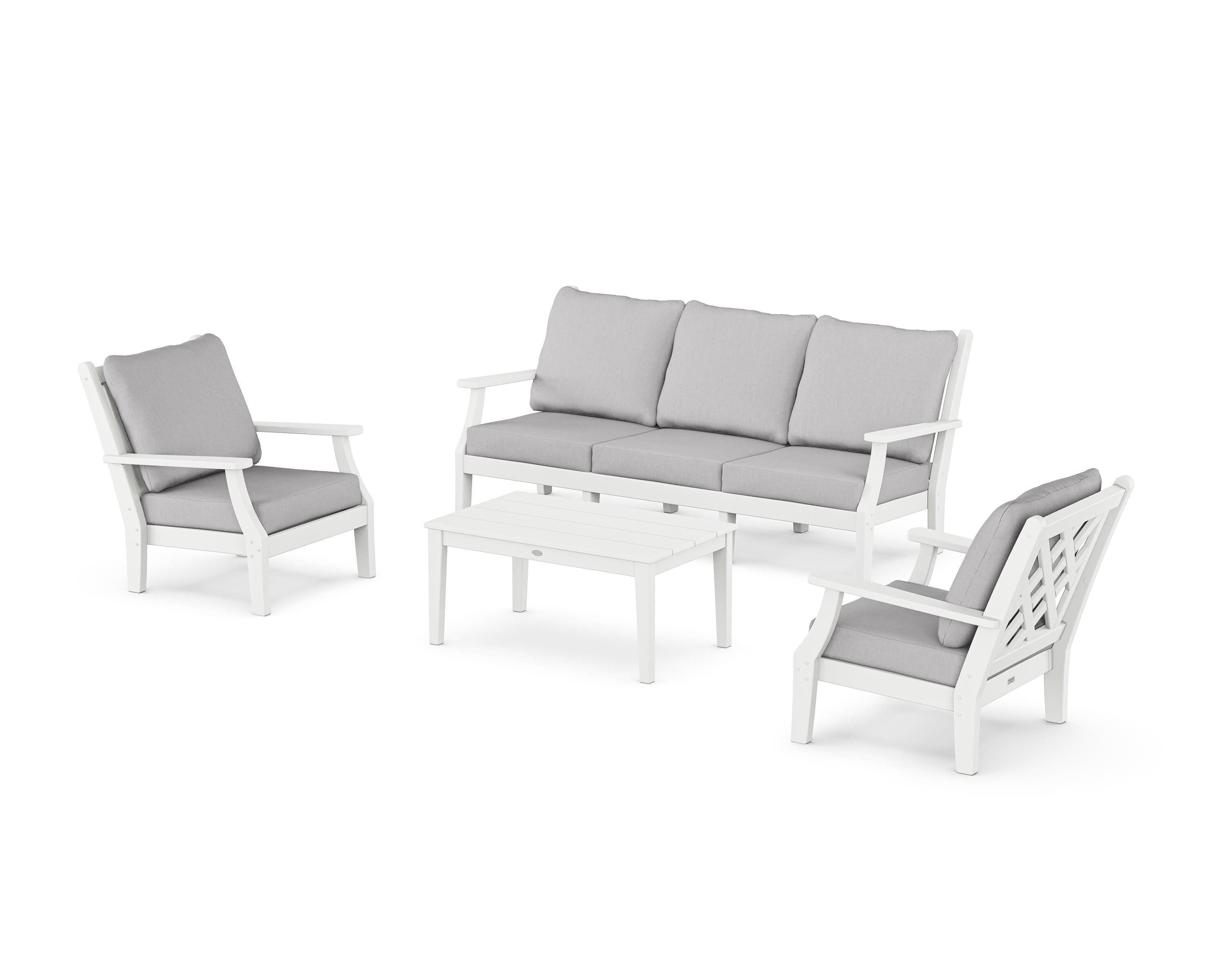 Country Living Wovendale 4-Piece Deep Seating Set with Sofa in White / Granite