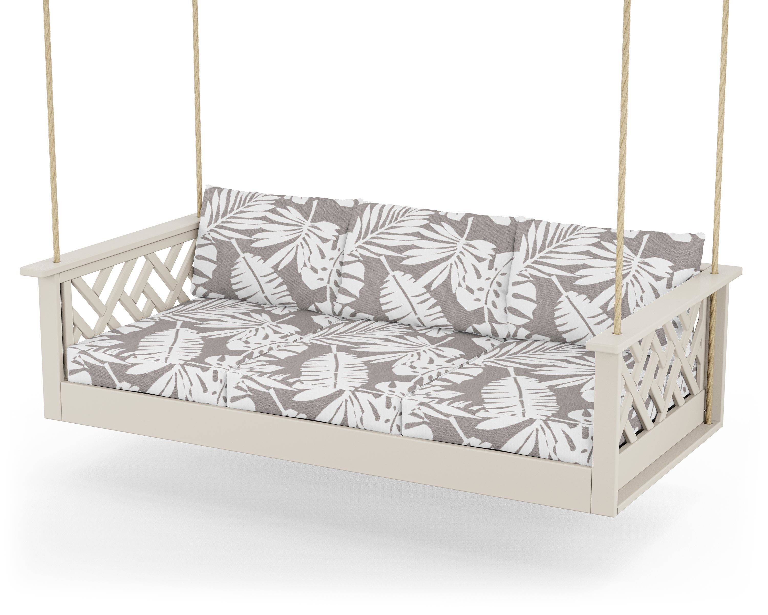 POLYWOOD® Chippendale Daybed Swing in Sand / Leaf Grey Mist