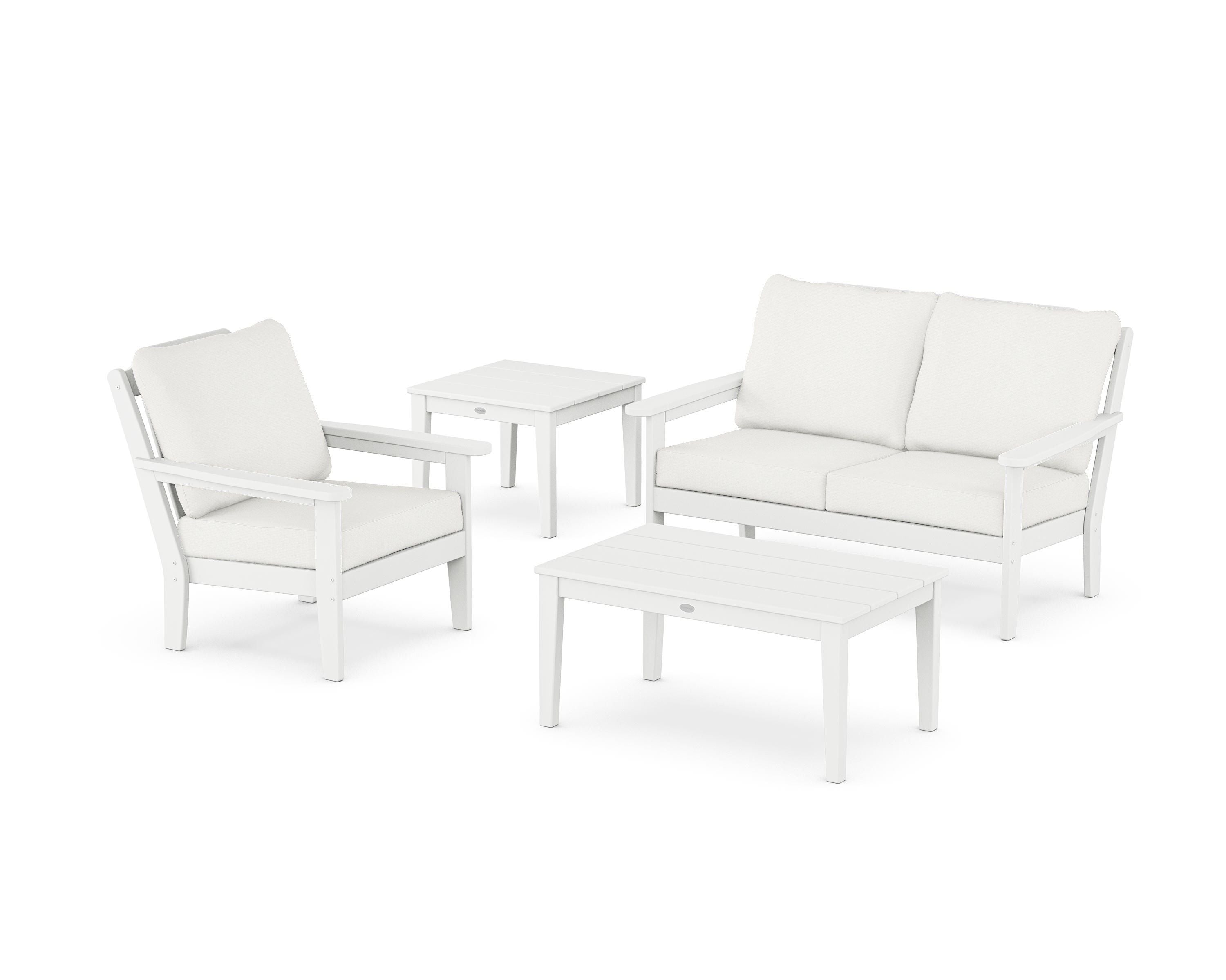 Country Living Wovendale 4-Piece Deep Seating Set in White / Natural Linen