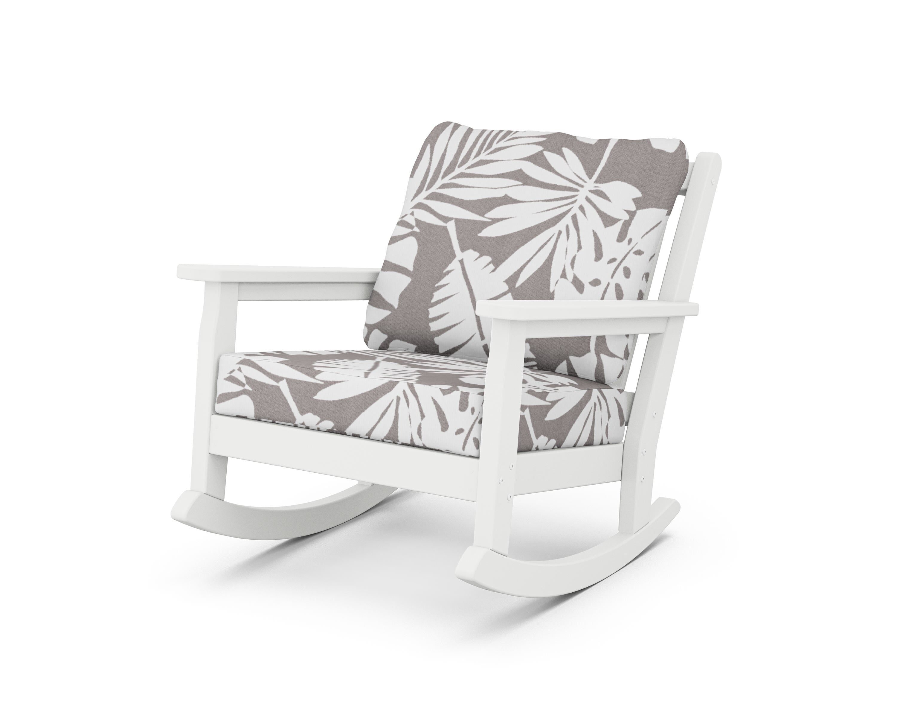 POLYWOOD® Chippendale Deep Seating Rocking Chair in White / Leaf Grey Mist