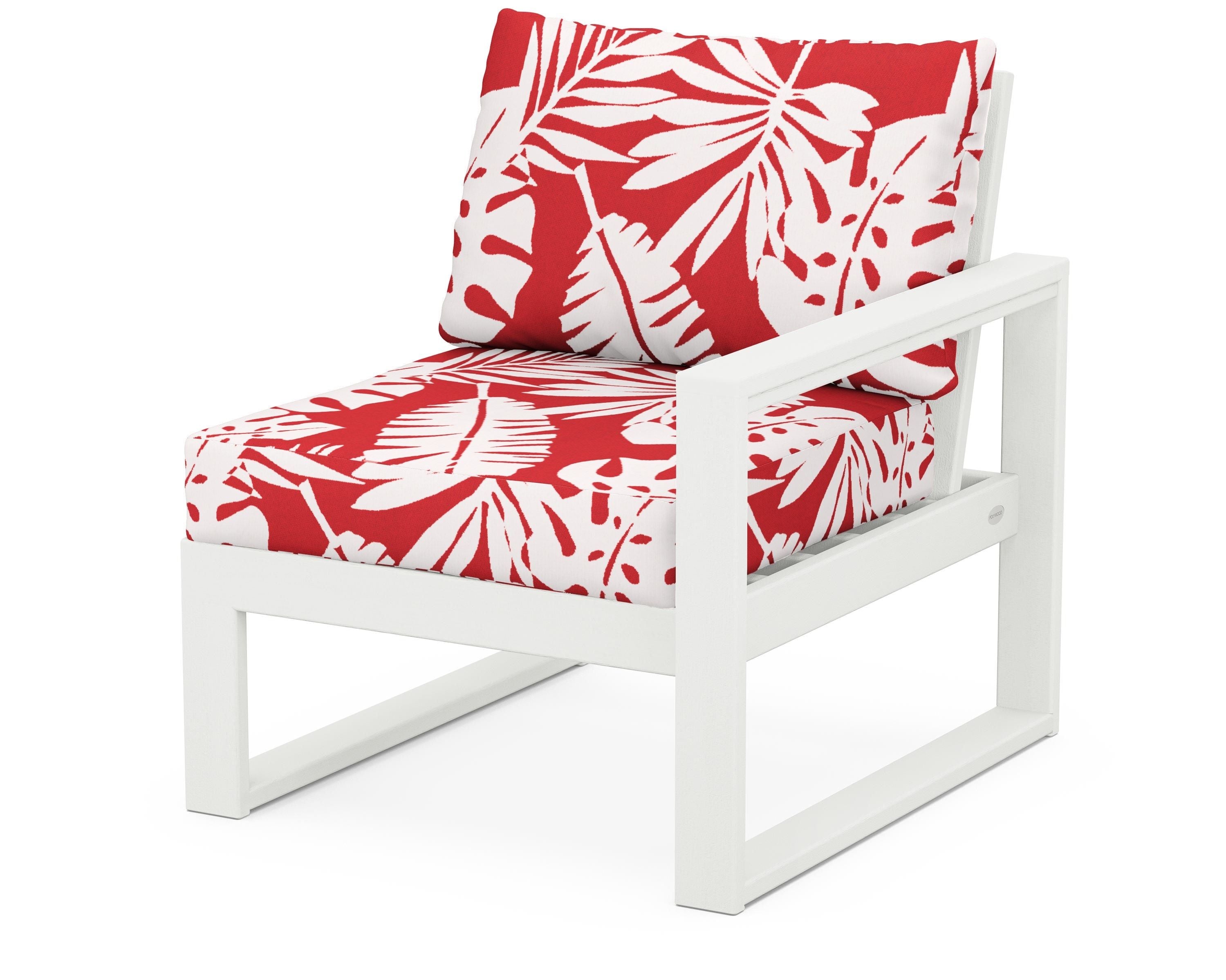 POLYWOOD® EDGE Modular Right Arm Chair in Vintage White / Leaf Crimson