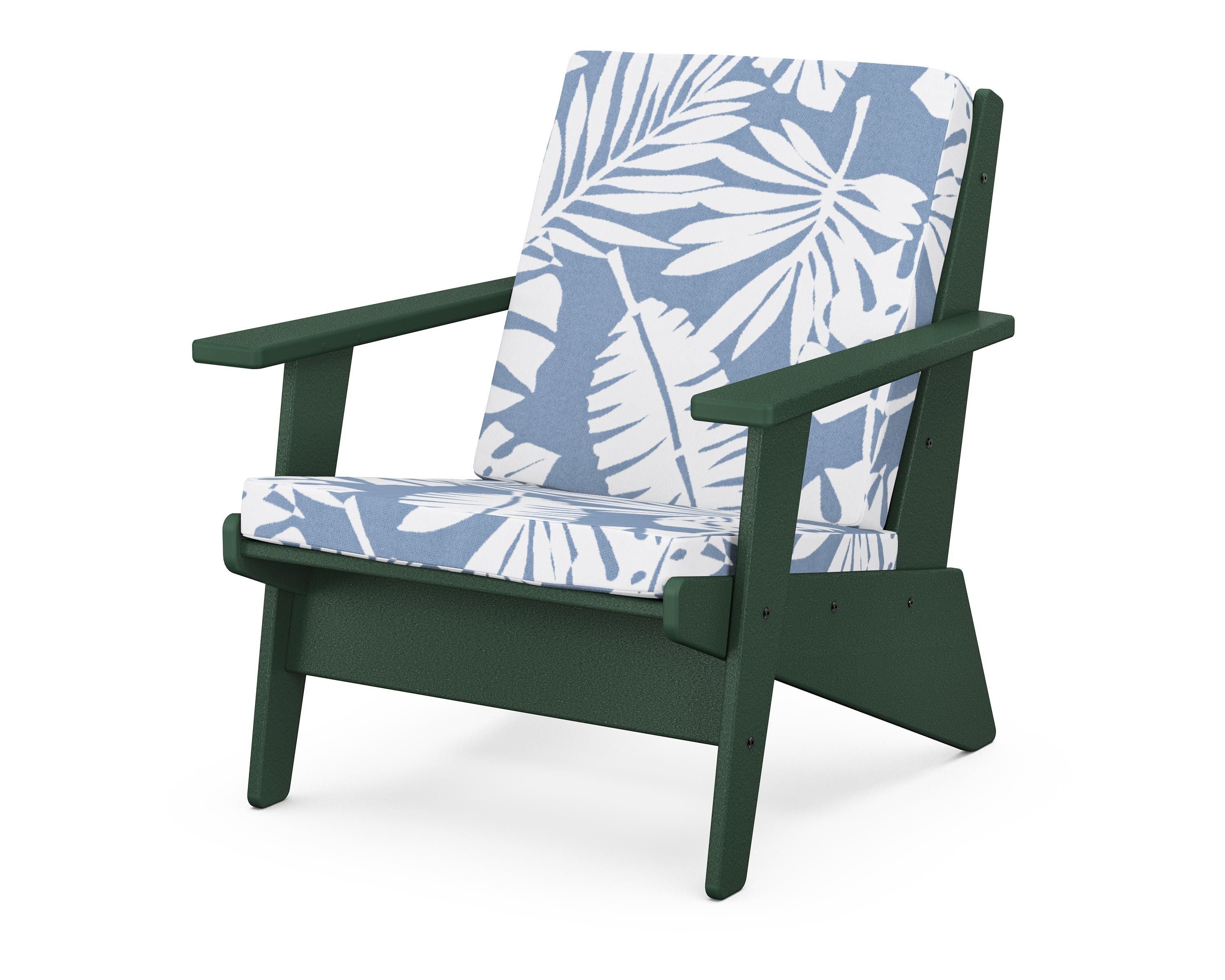 POLYWOOD® Riviera Modern Lounge Chair in Green / Leaf Sky Blue