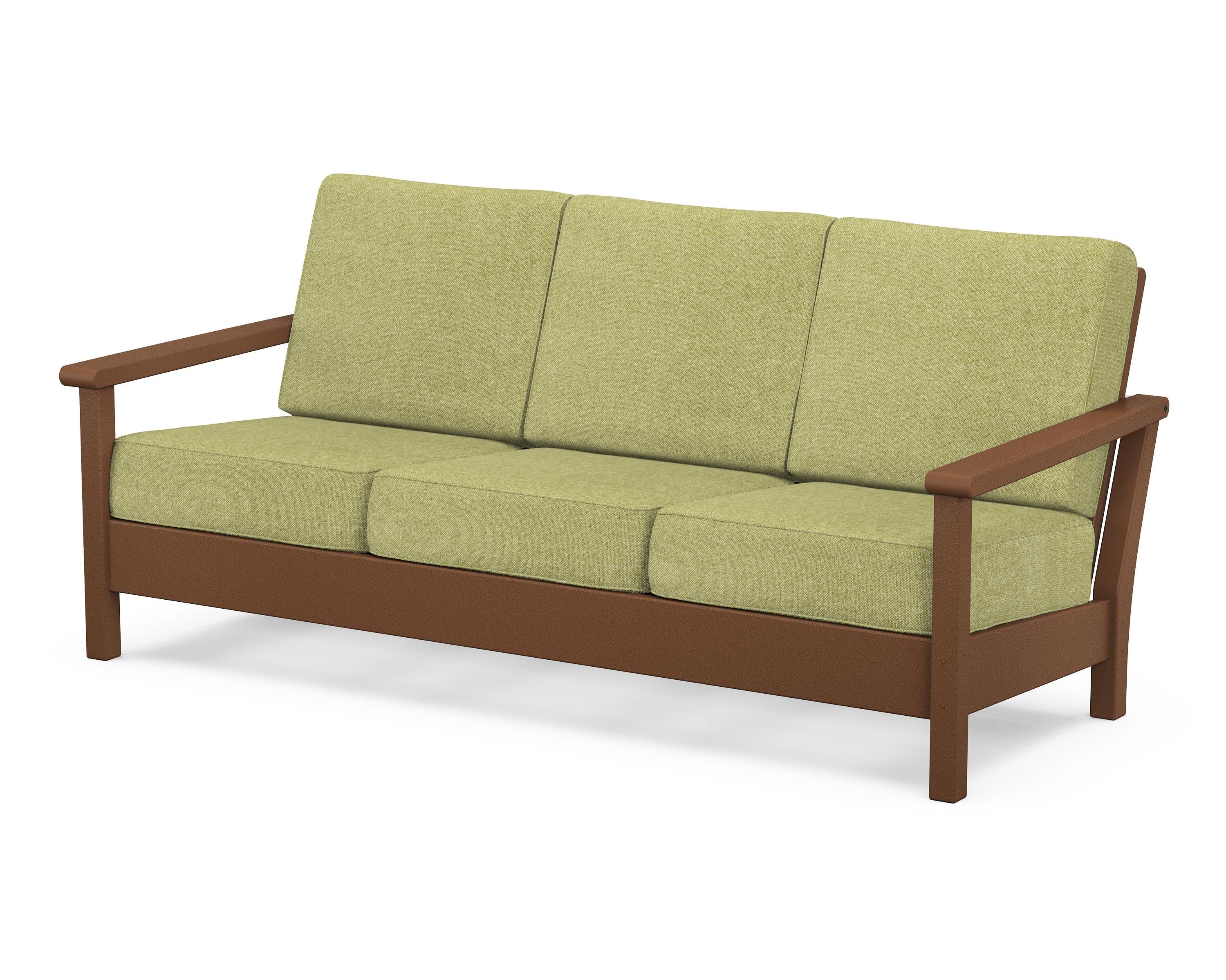 POLYWOOD® Harbour Deep Seating Sofa in Teak / Chartreuse Boucle