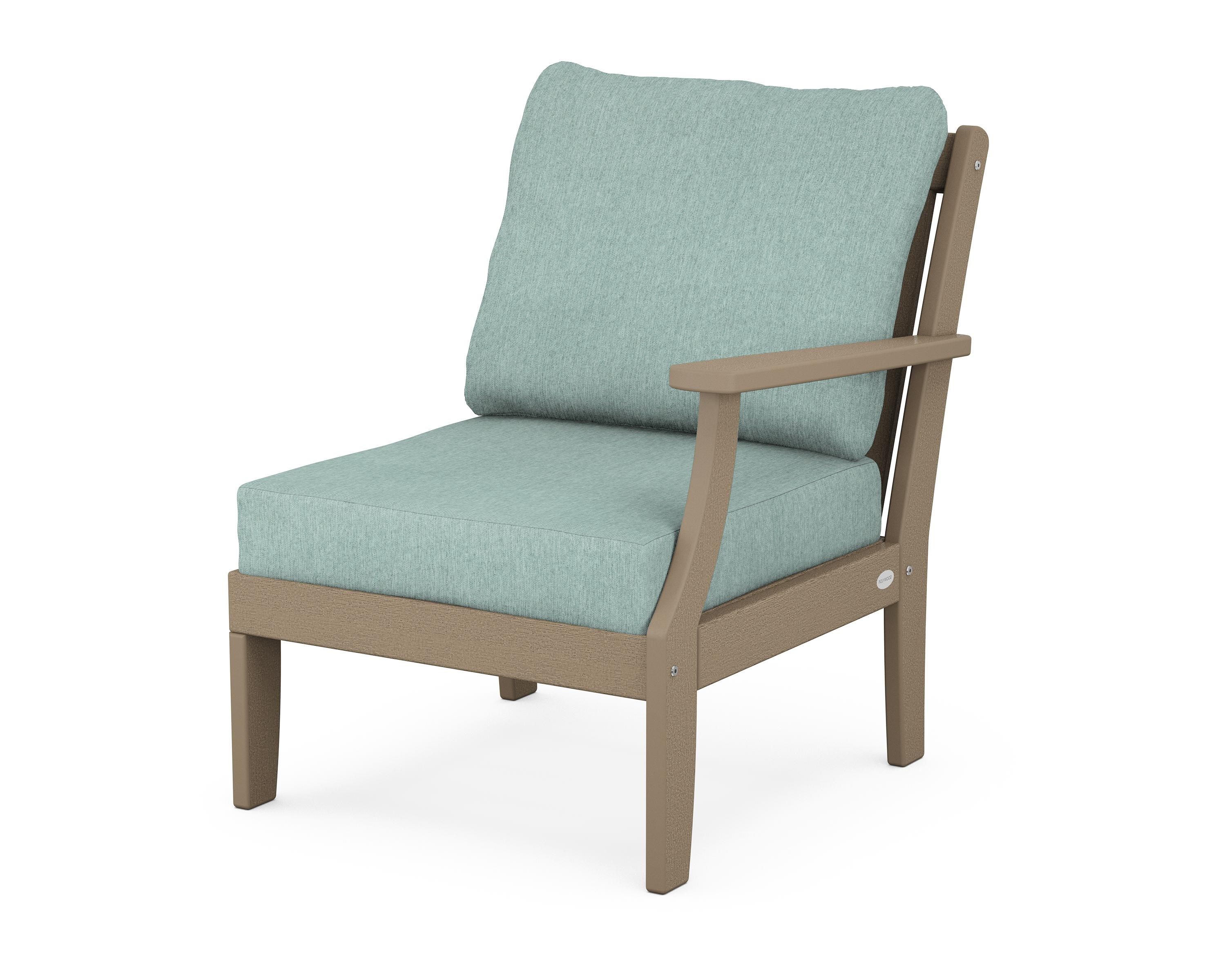 POLYWOOD® Braxton Modular Right Arm Chair in Vintage Sahara / Glacier Spa