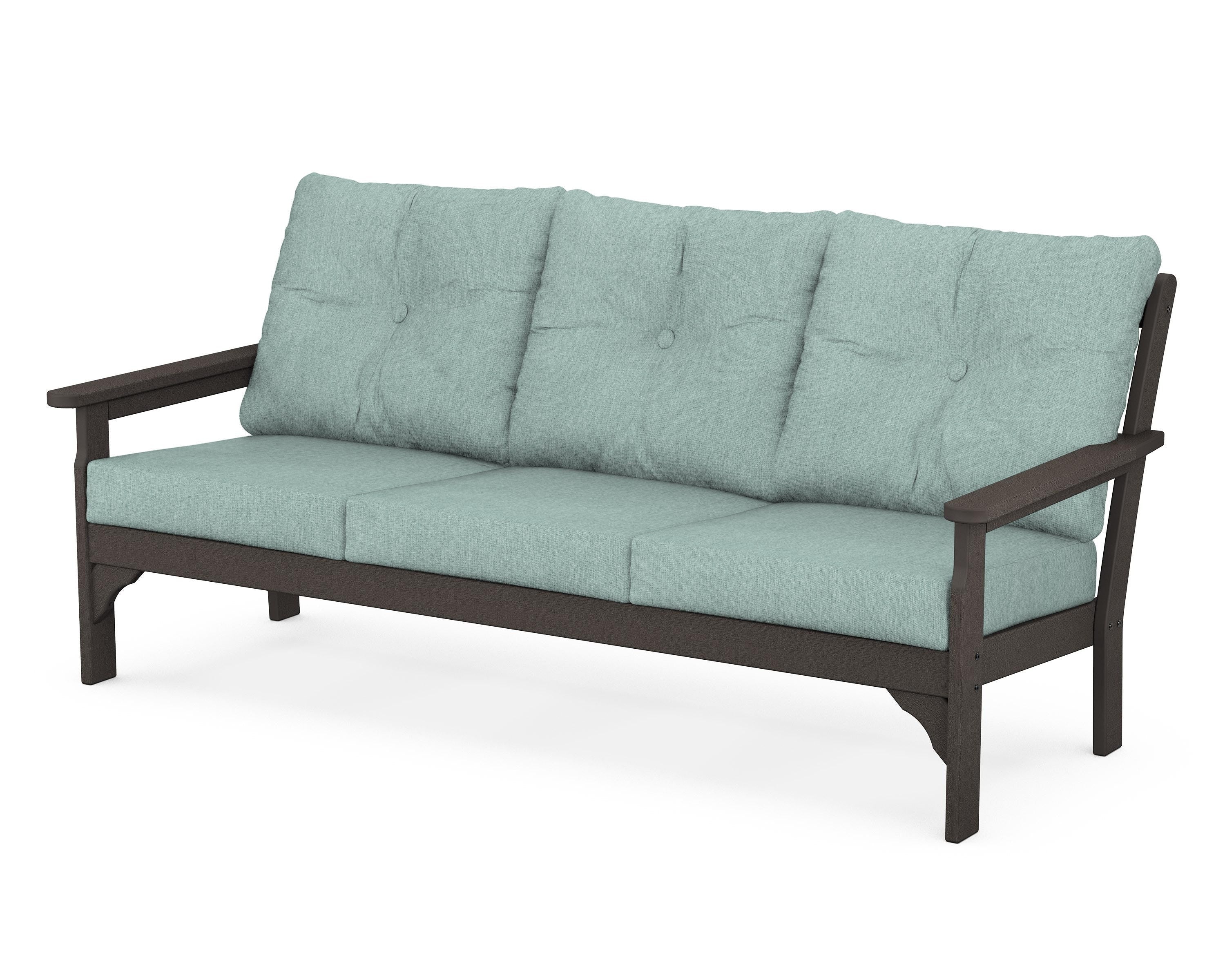 POLYWOOD® Vineyard Deep Seating Sofa in Vintage Coffee / Glacier Spa