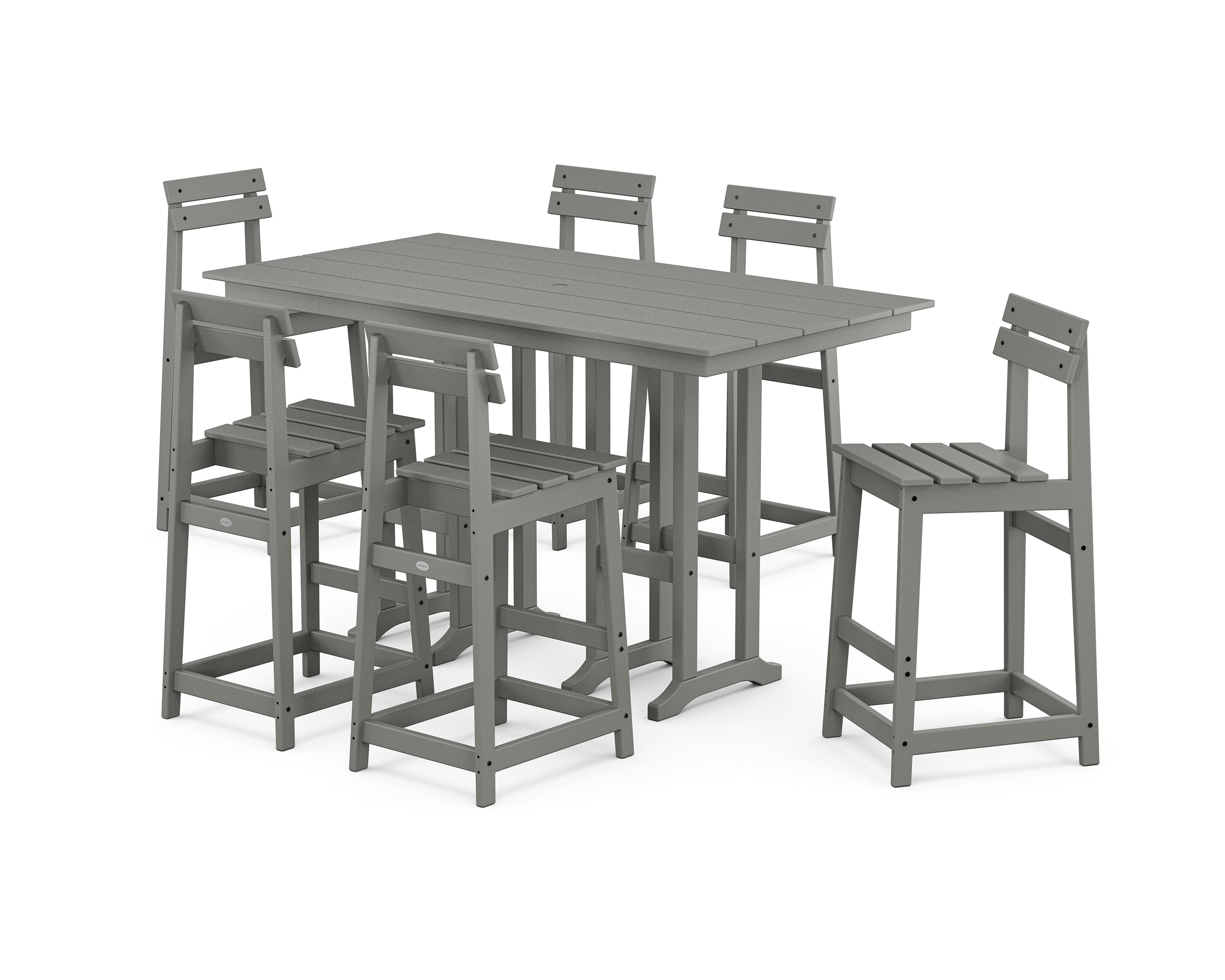 POLYWOOD® Modern Studio Plaza Bar Chair 7-Piece Set in Slate Grey