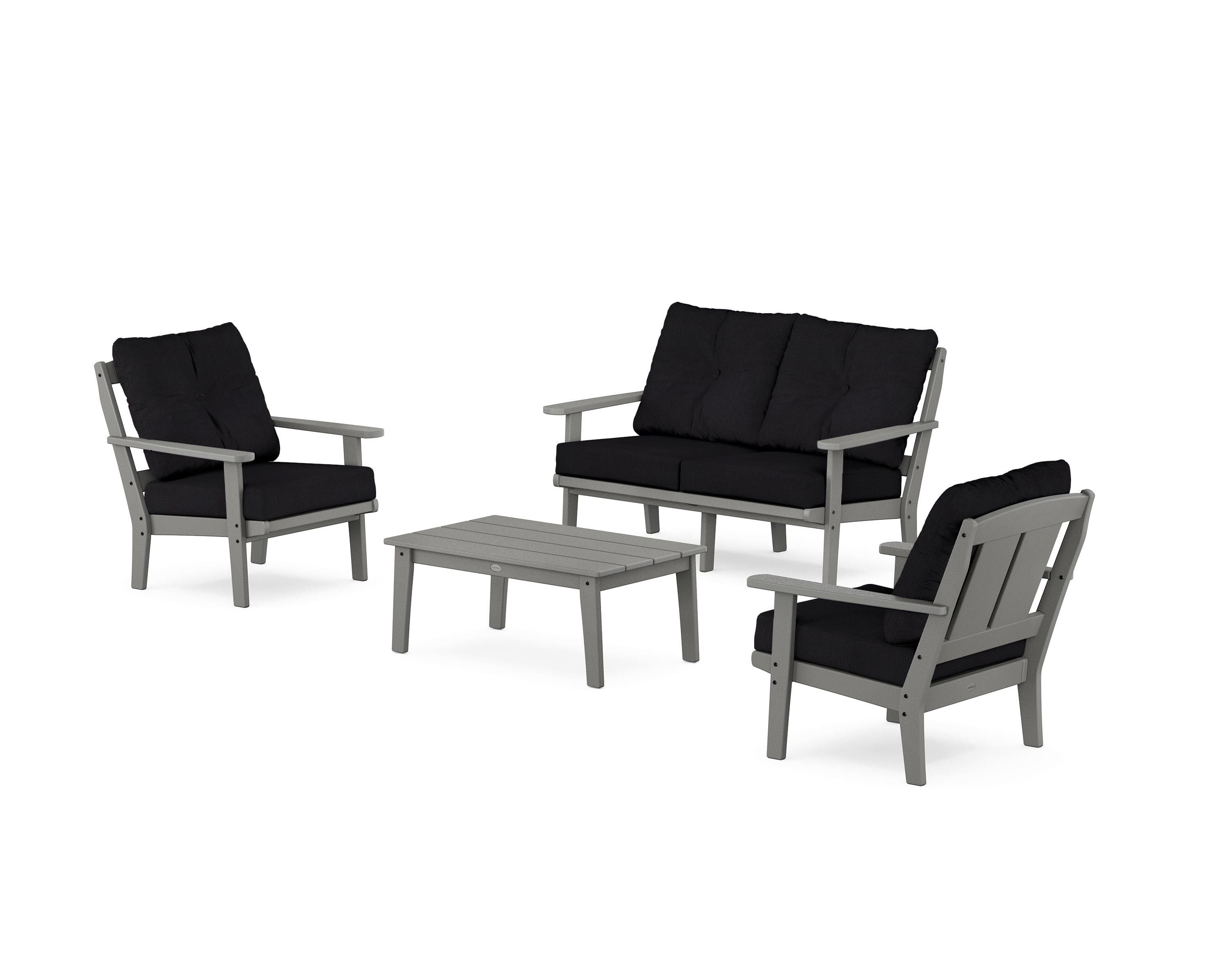 POLYWOOD® Mission 4-Piece Deep Seating Set with Loveseat in Slate Grey / Midnight Linen
