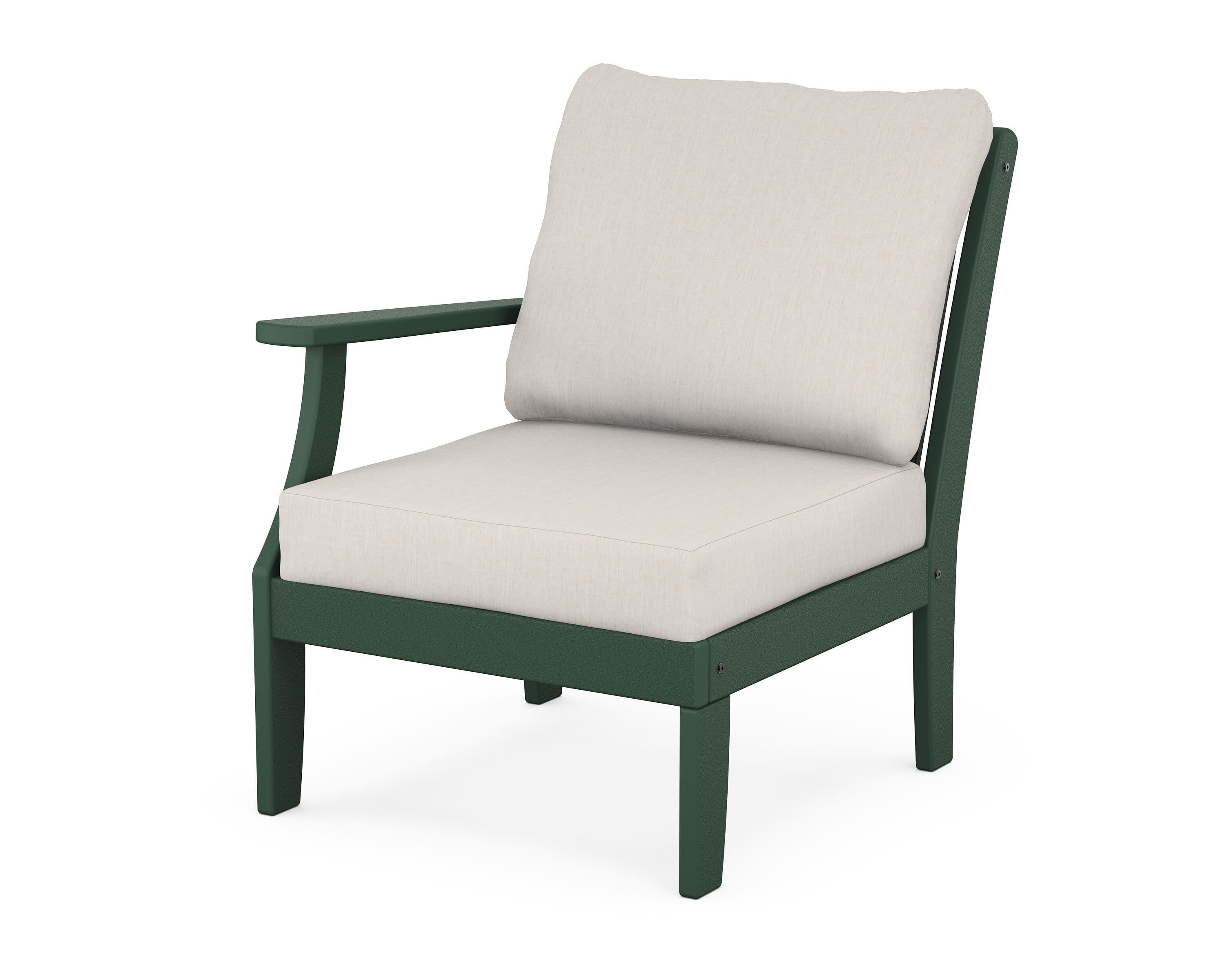 POLYWOOD® Braxton Modular Left Arm Chair in Green / Cast Ash