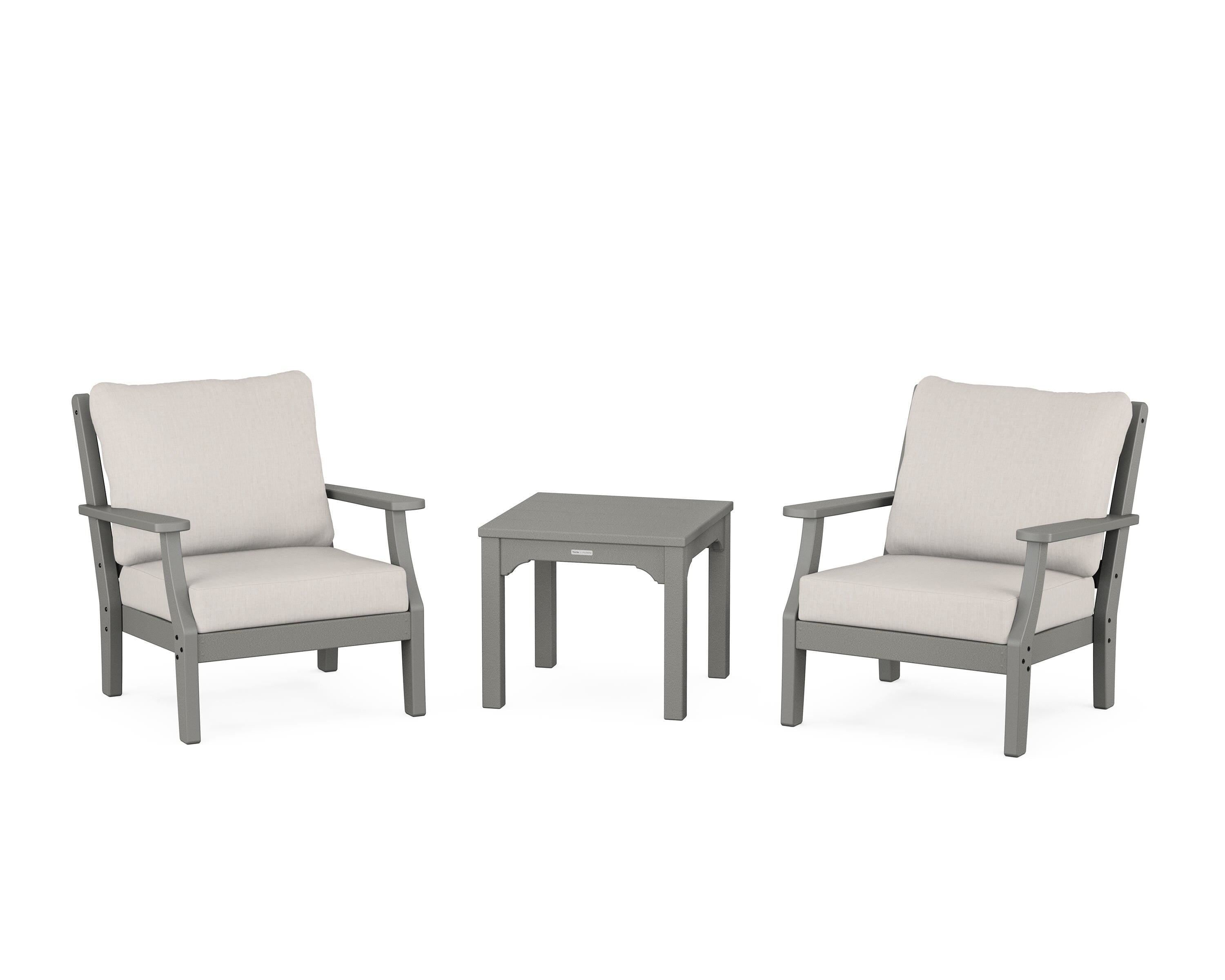 Martha Stewart by POLYWOOD® Chinoiserie 3-Piece Deep Seating Set in Slate Grey / Cast Ash