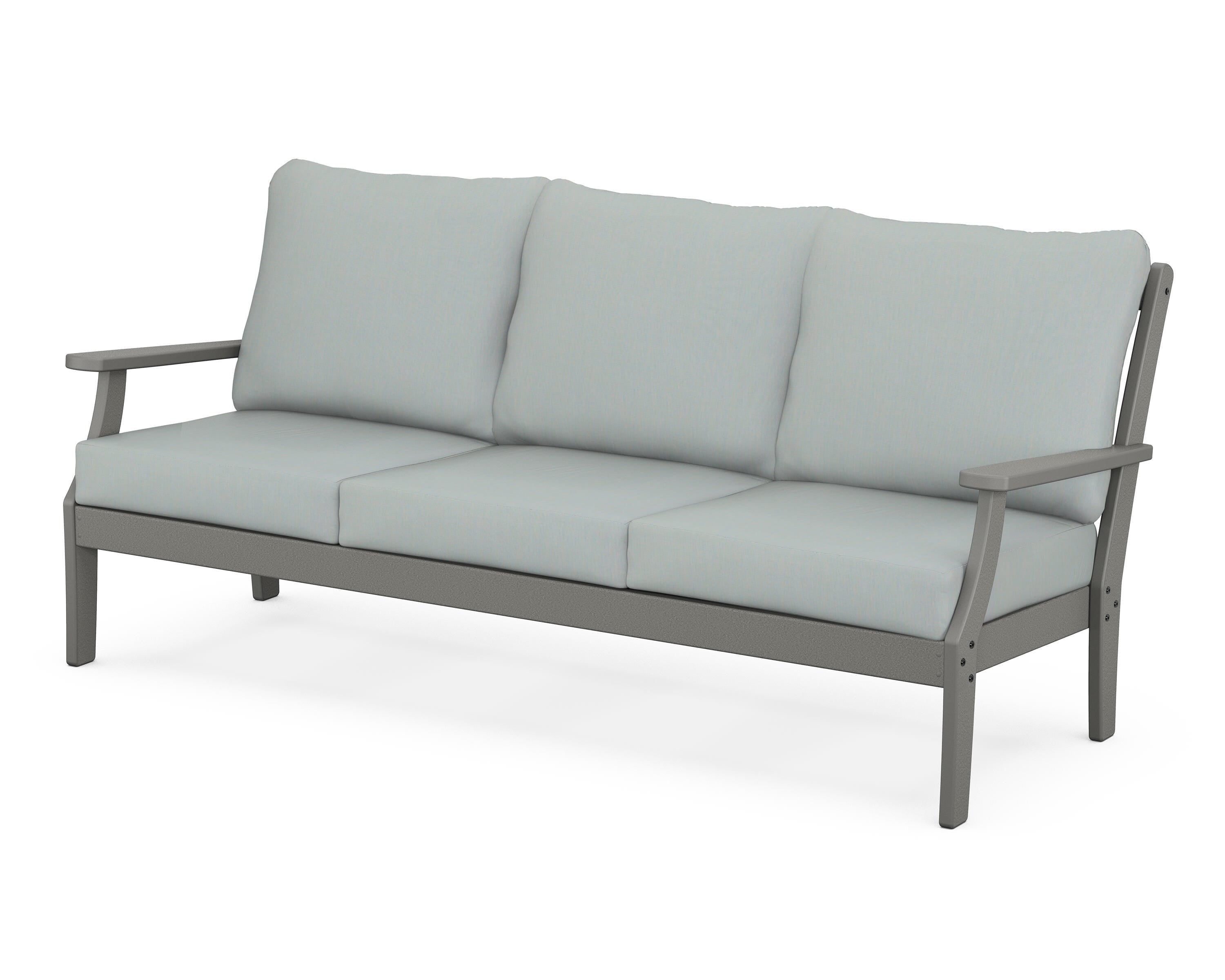 POLYWOOD® Braxton Deep Seating Sofa in Slate Grey / Spa