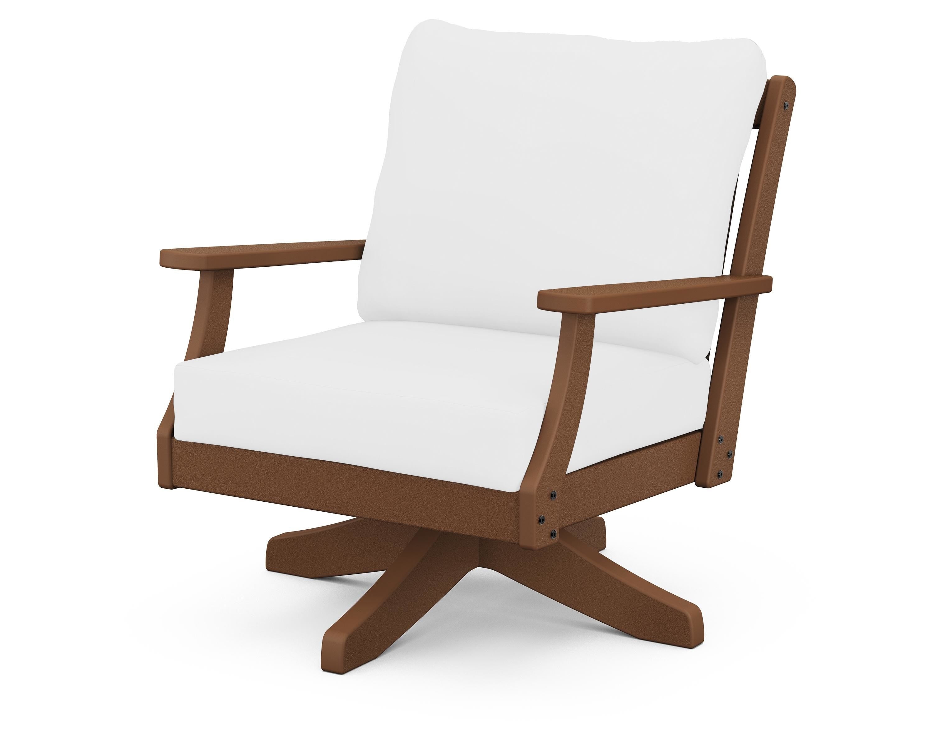 POLYWOOD® Braxton Deep Seating Swivel Chair in Teak / Natural