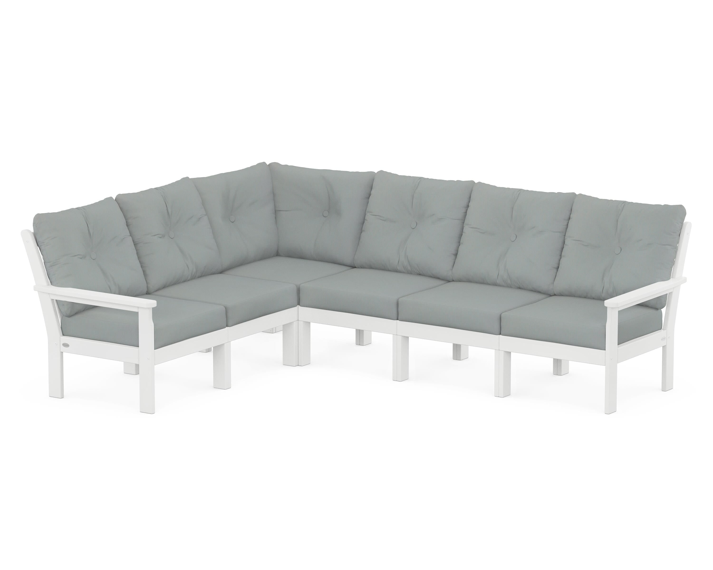 POLYWOOD® Vineyard 6-Piece Sectional in White / Spa