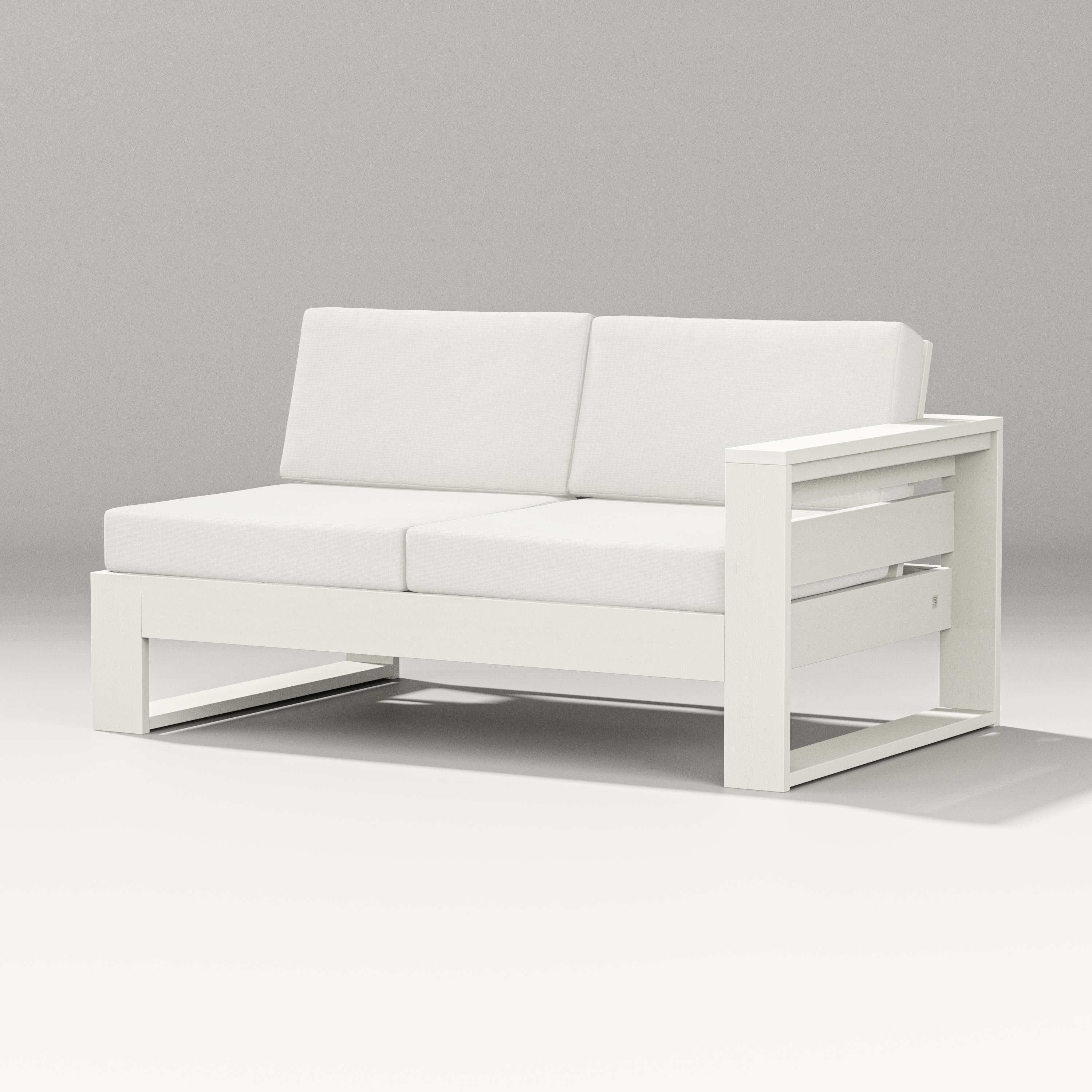 PW Designer Series Latitude Modular Right Arm Loveseat in Vintage White / Natural Linen