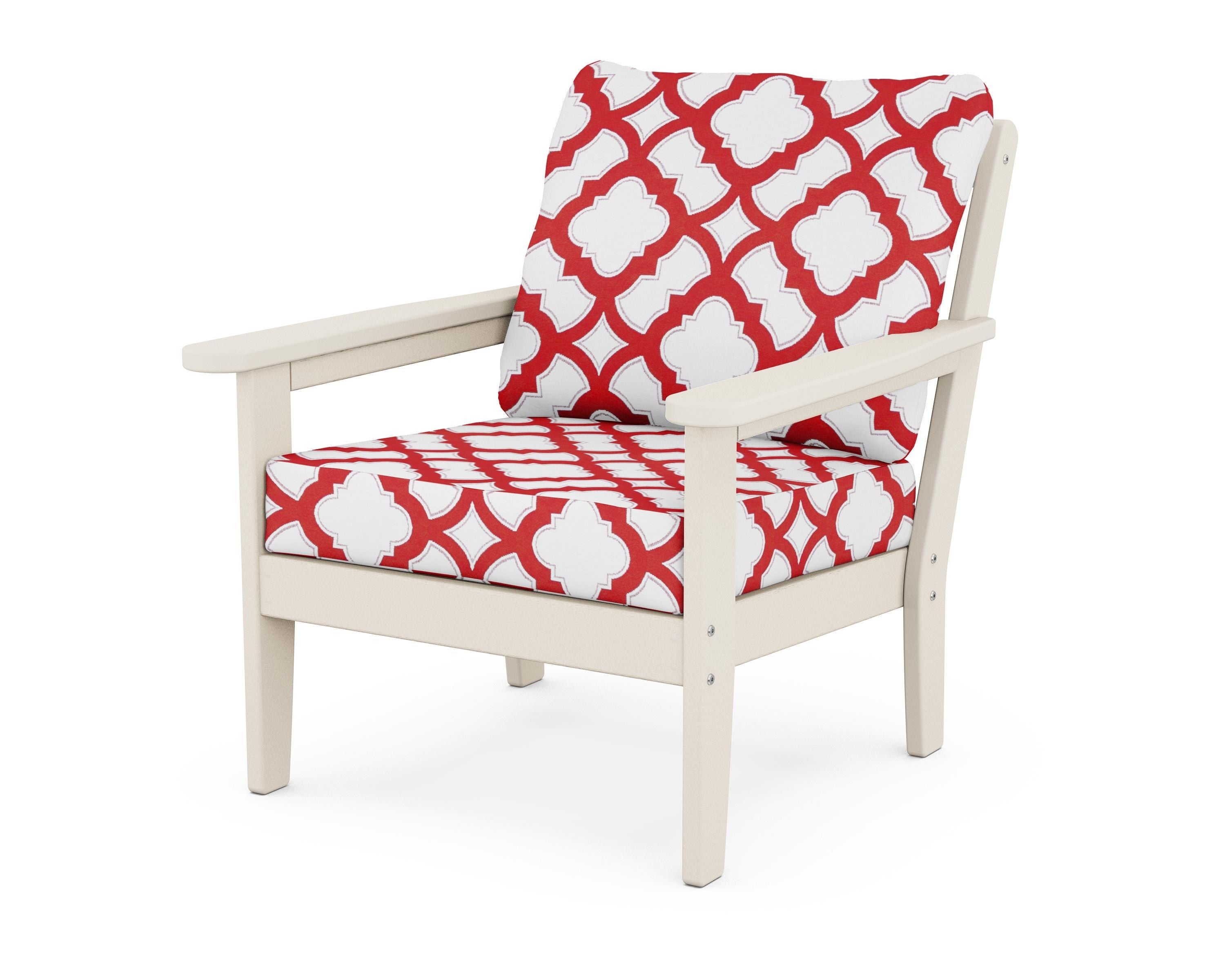 Country Living Cottage Deep Seating Chair in Sand / Trellis Crimson