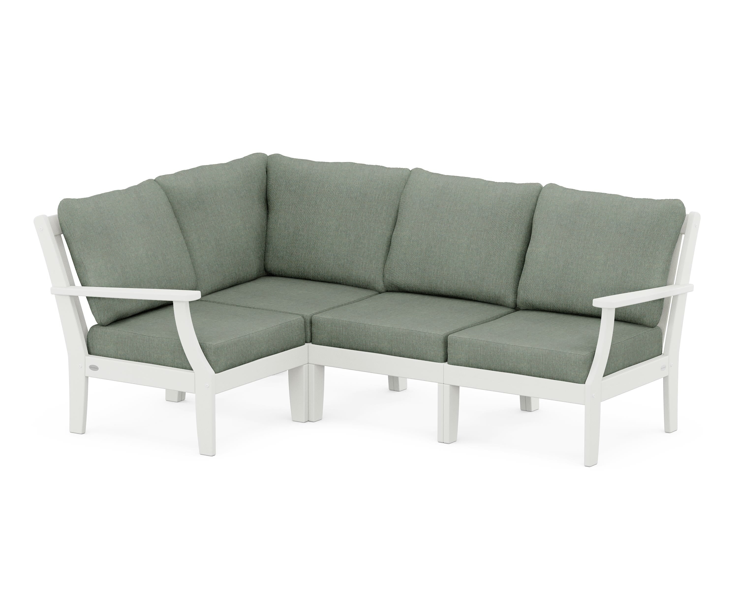 POLYWOOD® Braxton Modular 4-Piece Deep Seating Set in Vintage White / Cast Sage