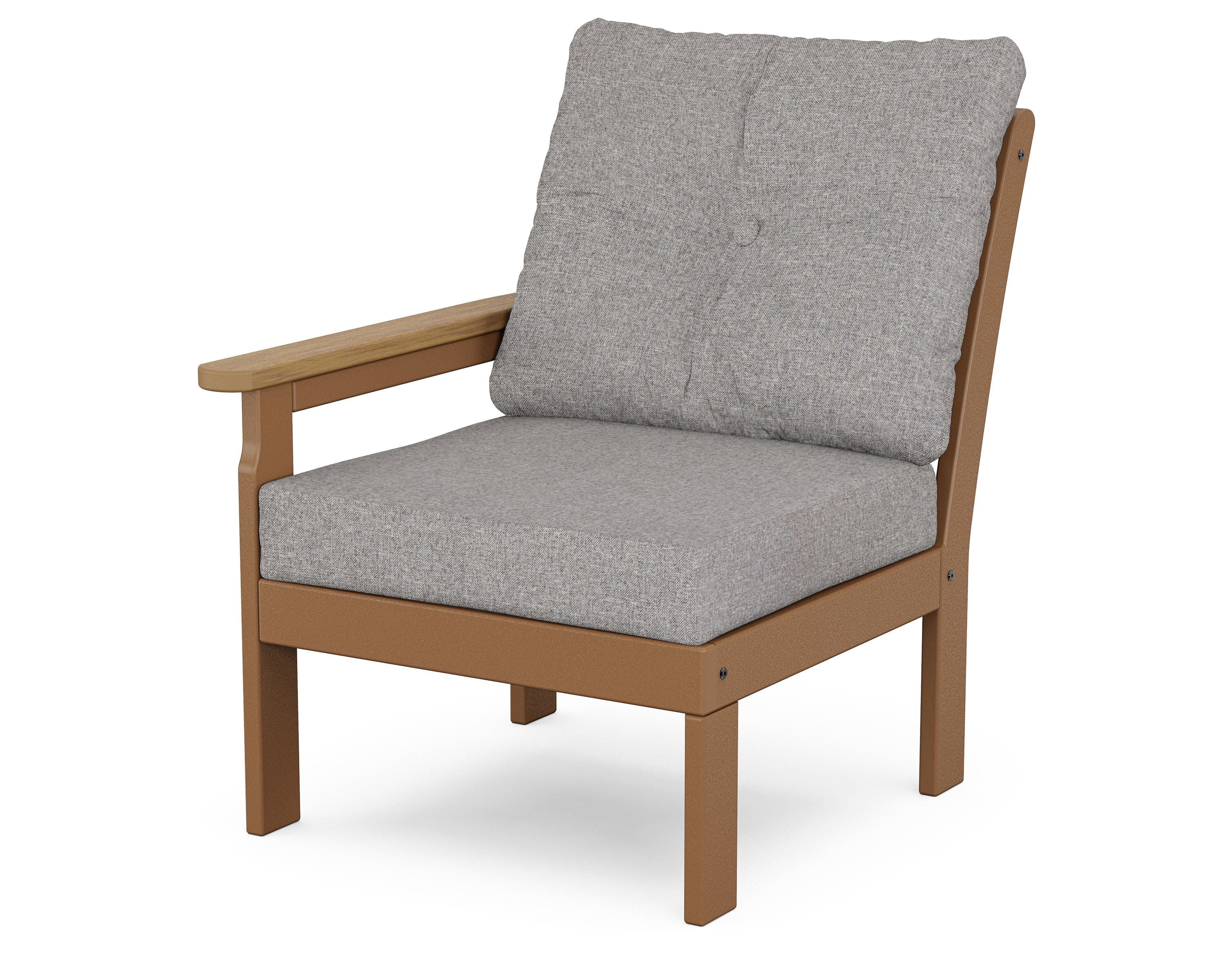 POLYWOOD® Vineyard Modular Left Arm Chair in Teak / Natural / Grey Mist