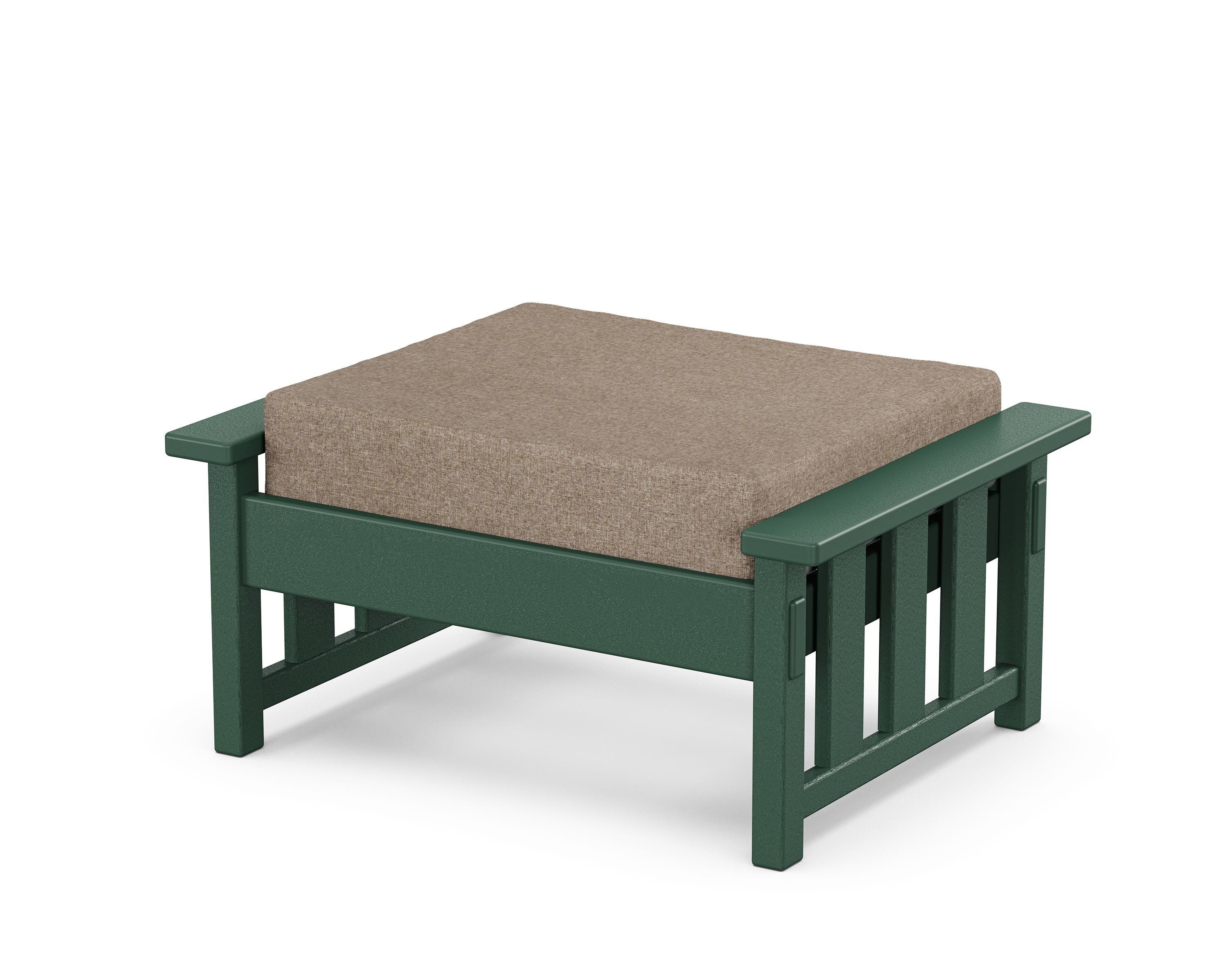 Martha Stewart by POLYWOOD® Acadia Deep Seating Ottoman in Green / Spiced Burlap