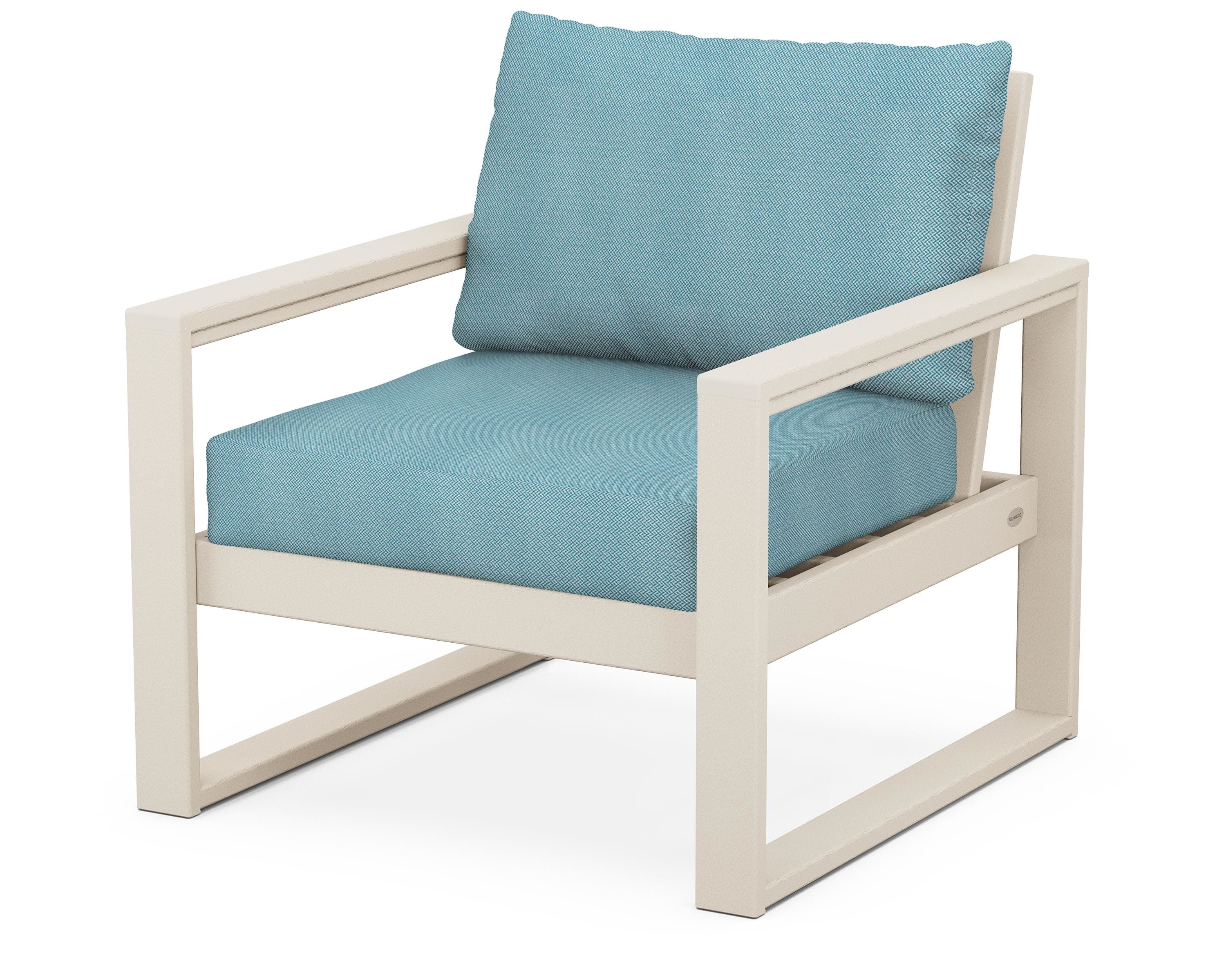 POLYWOOD® EDGE Club Chair in Sand / Lattice Sky Blue
