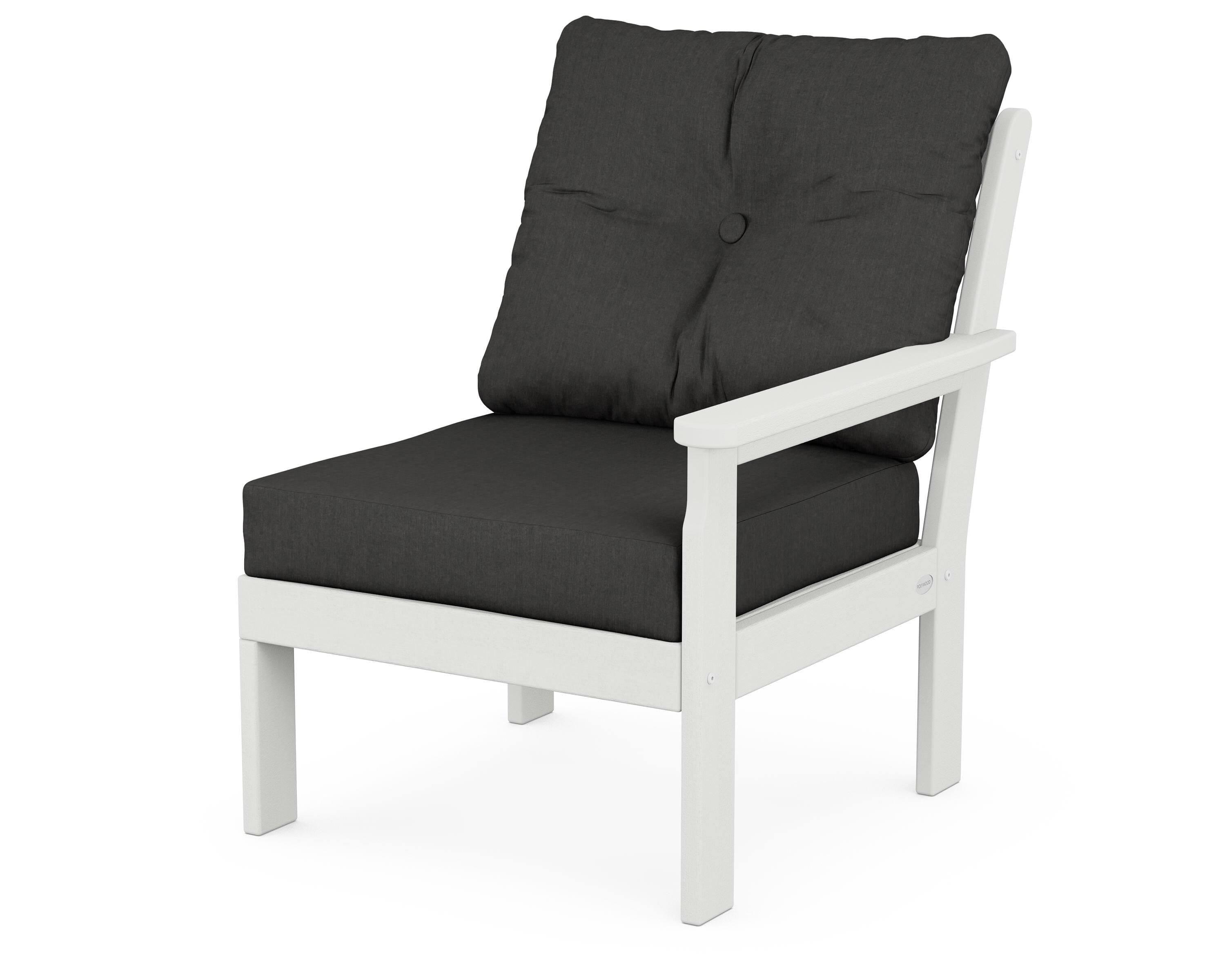 POLYWOOD® Vineyard Modular Right Arm Chair in Vintage White / Spectrum Carbon
