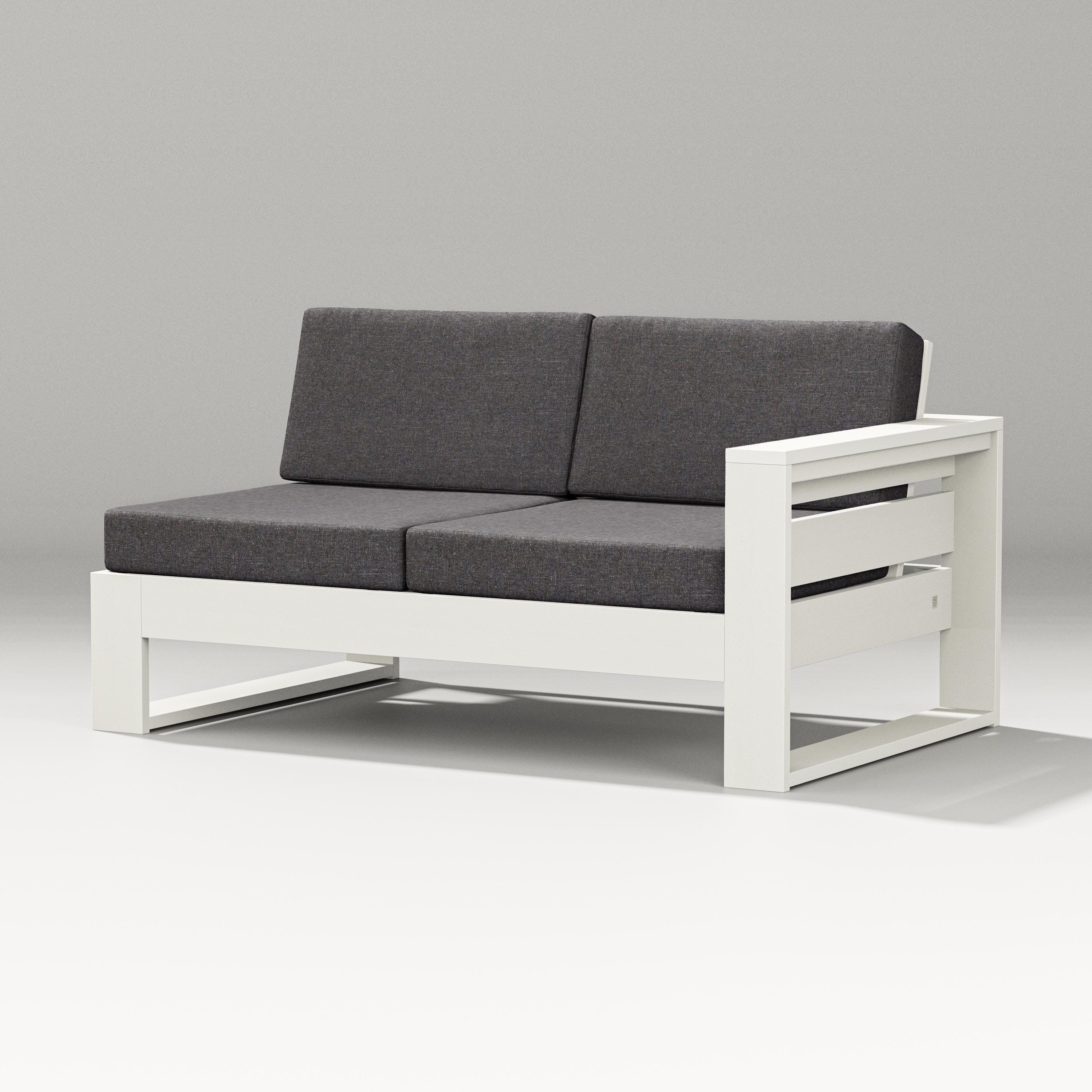 PW Designer Series Latitude Modular Right Arm Loveseat in Vintage White / Ash Charcoal