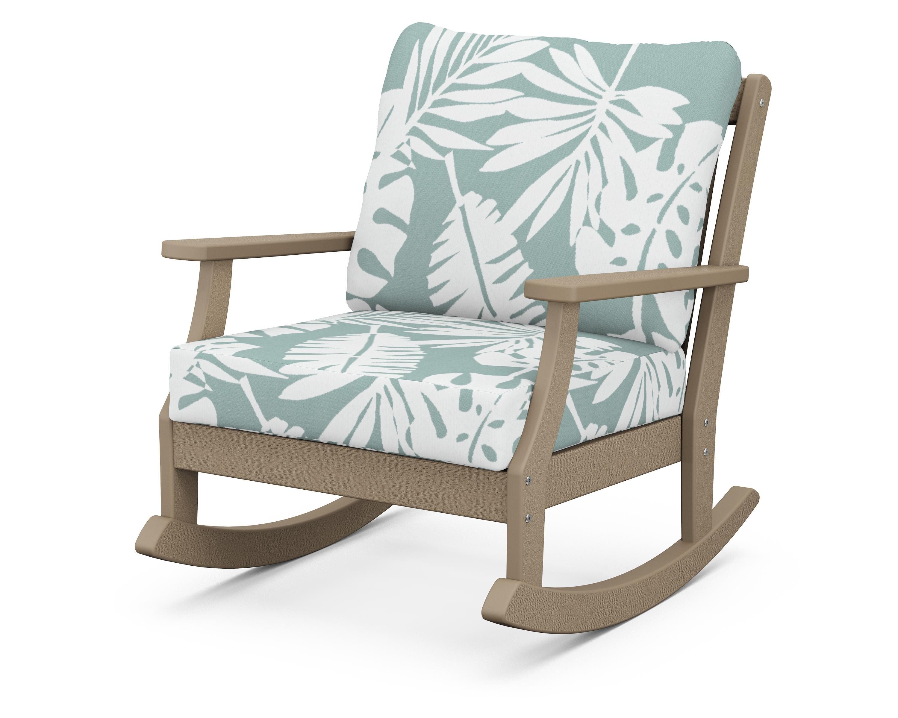POLYWOOD® Braxton Deep Seating Rocking Chair in Vintage Sahara / Leaf Glacier Spa