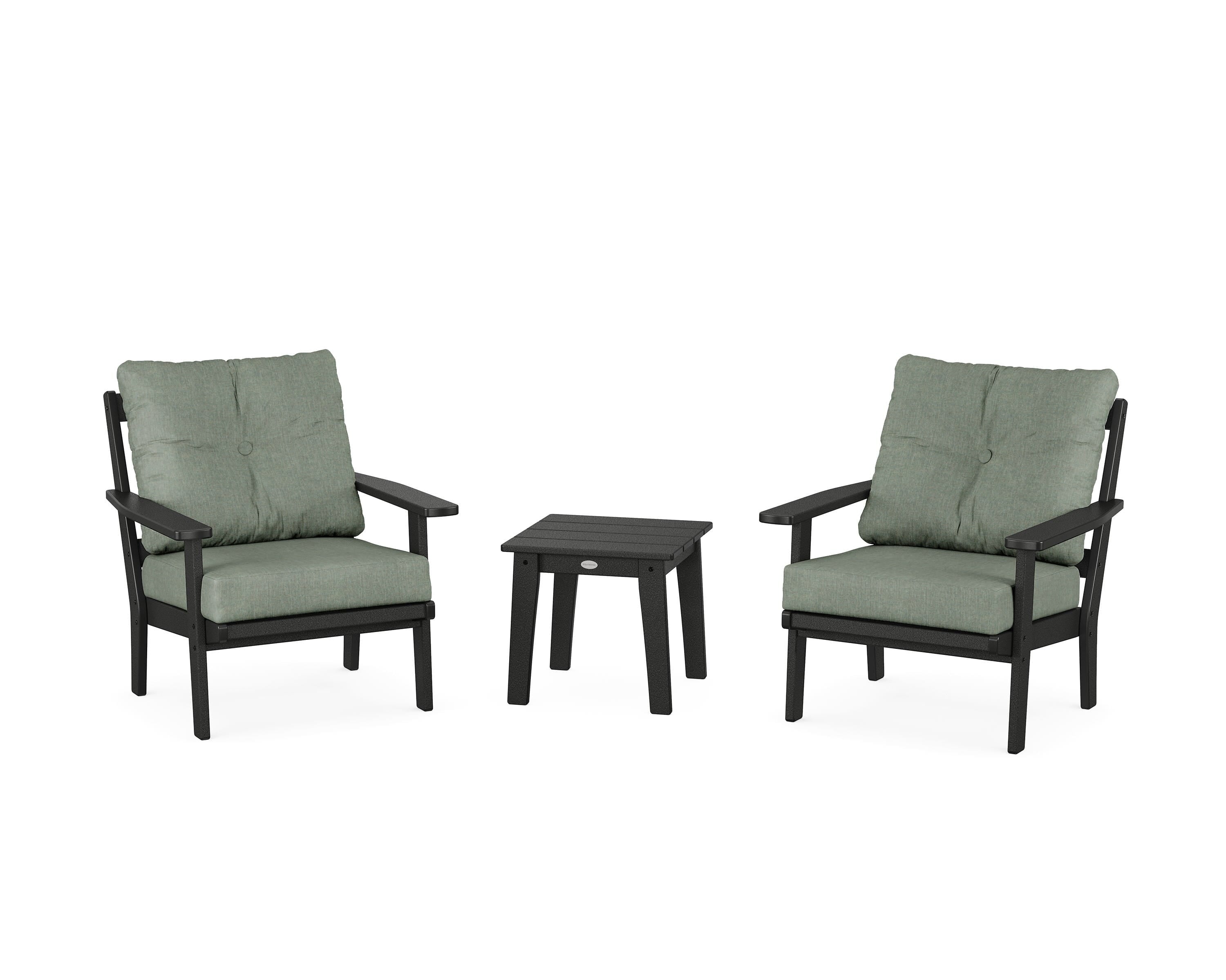 POLYWOOD® Prairie 3-Piece Deep Seating Set in Black / Cast Sage