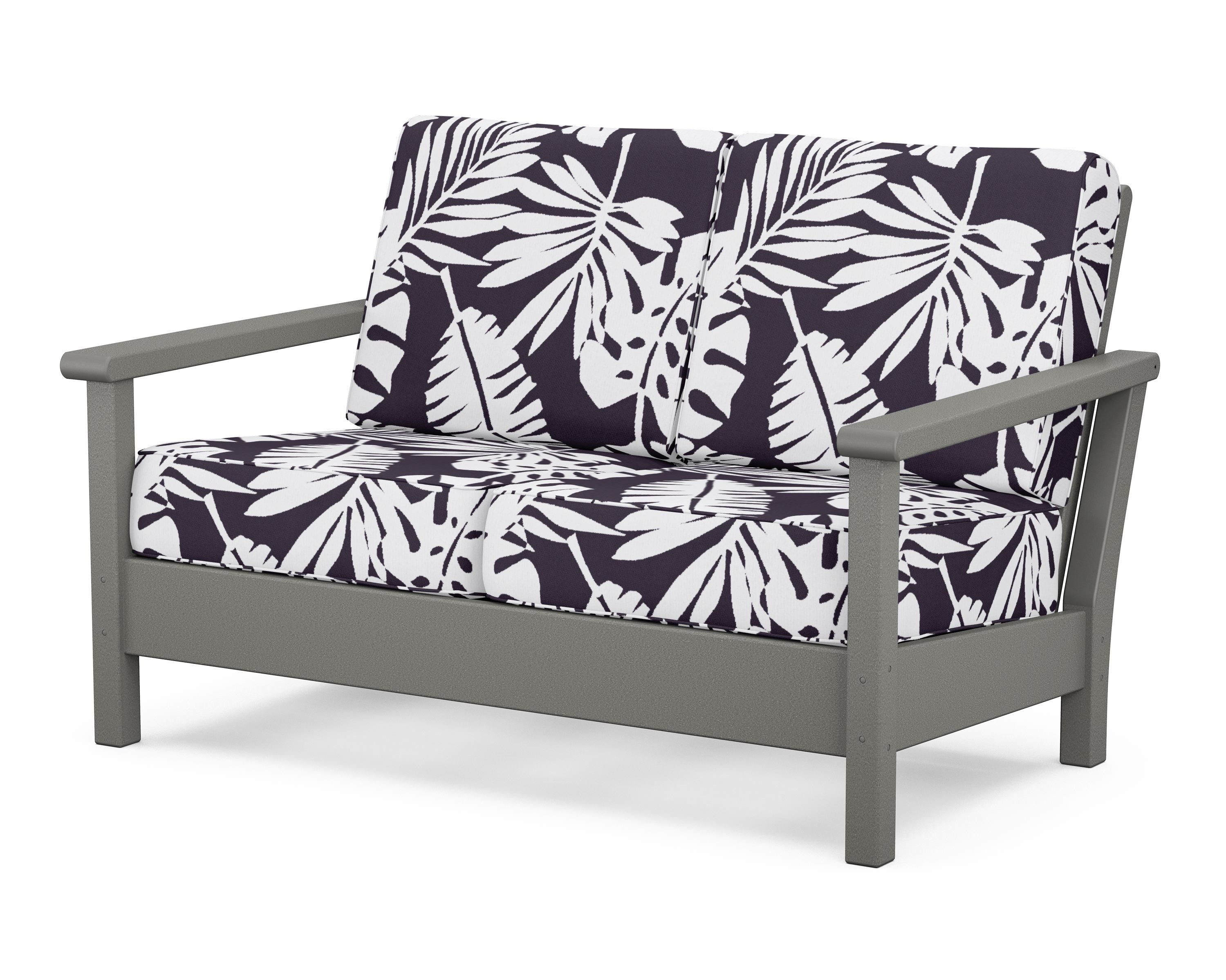 POLYWOOD® Harbour Deep Seating Loveseat in Slate Grey / Leaf Navy