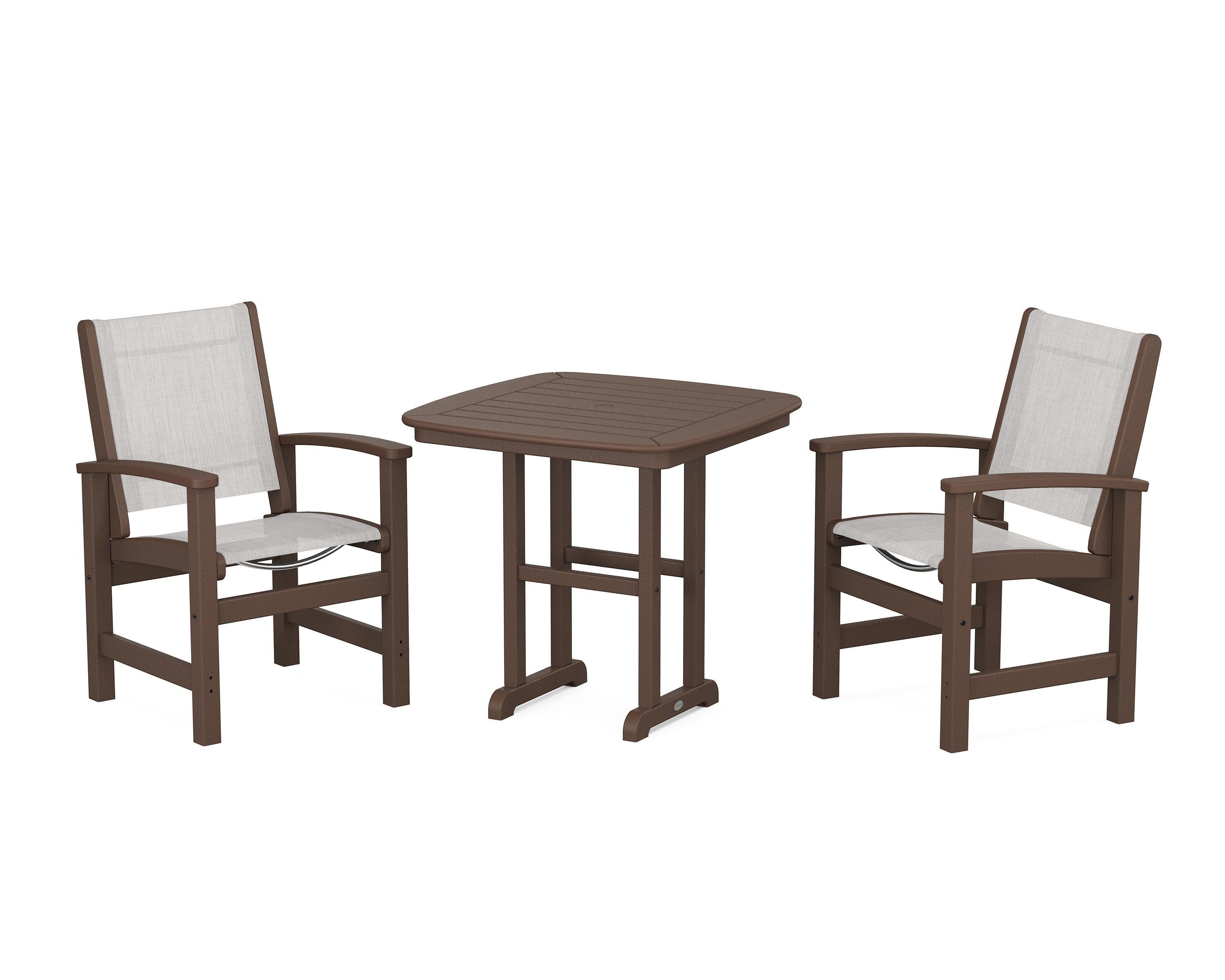 POLYWOOD® Coastal 3-Piece Dining Set in Mahogany / Parchment Sling
