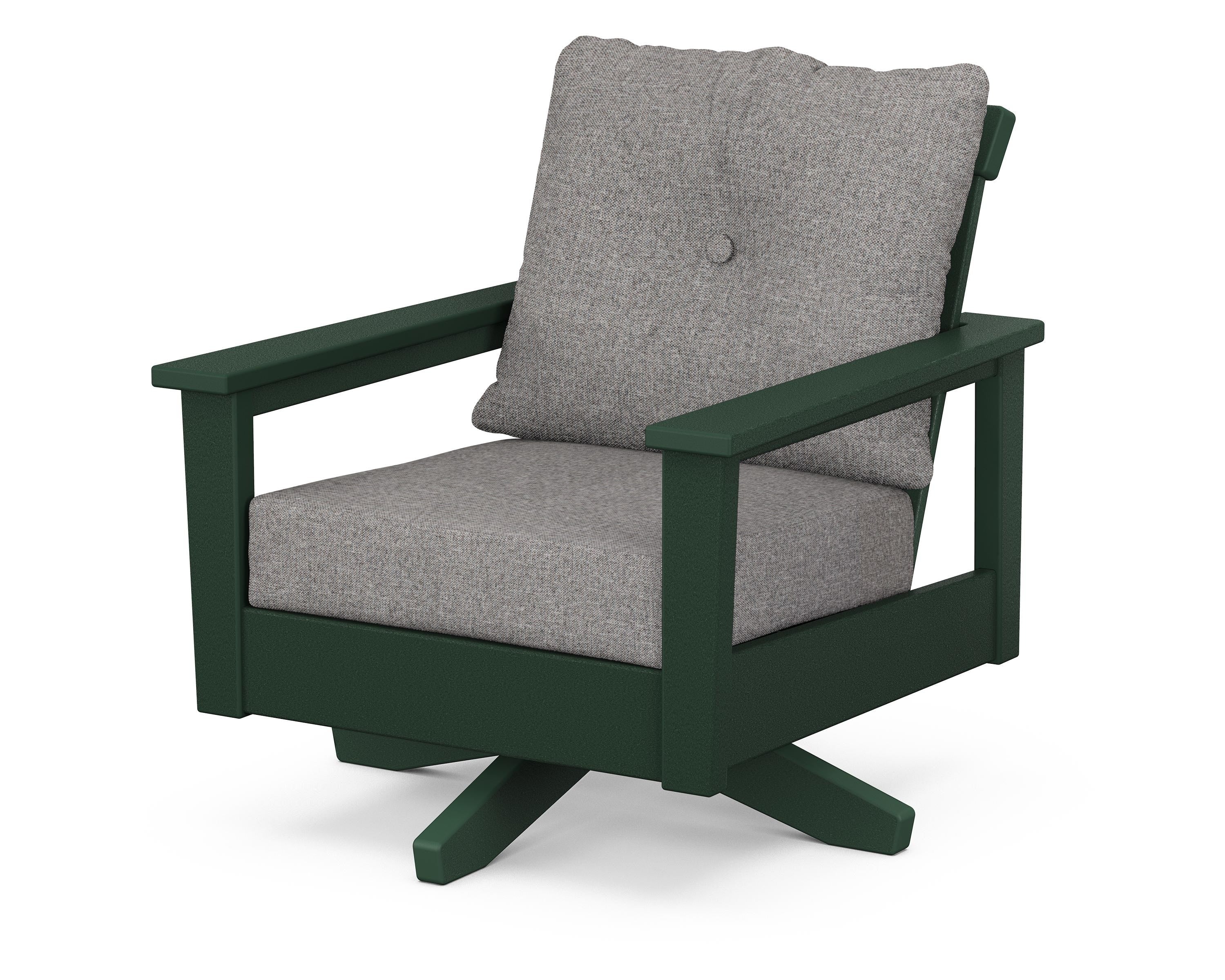 POLYWOOD® Prescott Deep Seating Swivel Chair in Green / Grey Mist