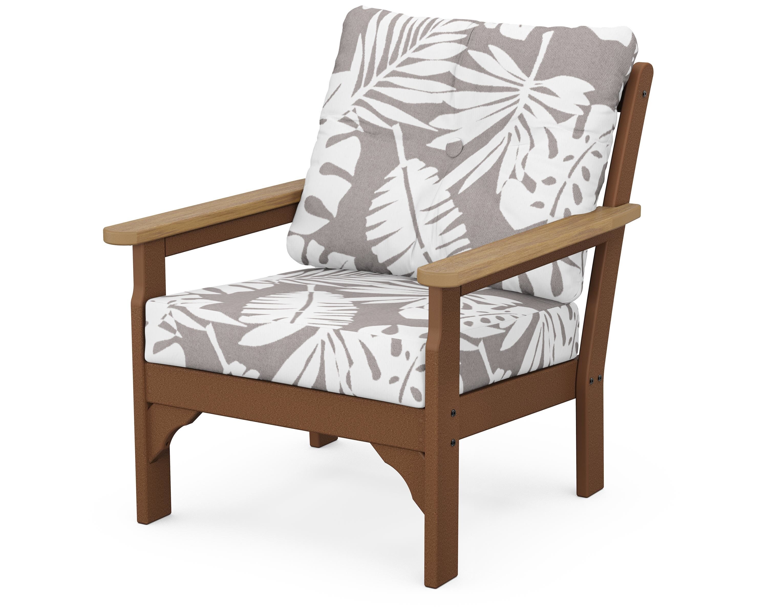 POLYWOOD® Vineyard Deep Seating Chair in Teak / Natural / Leaf Grey Mist