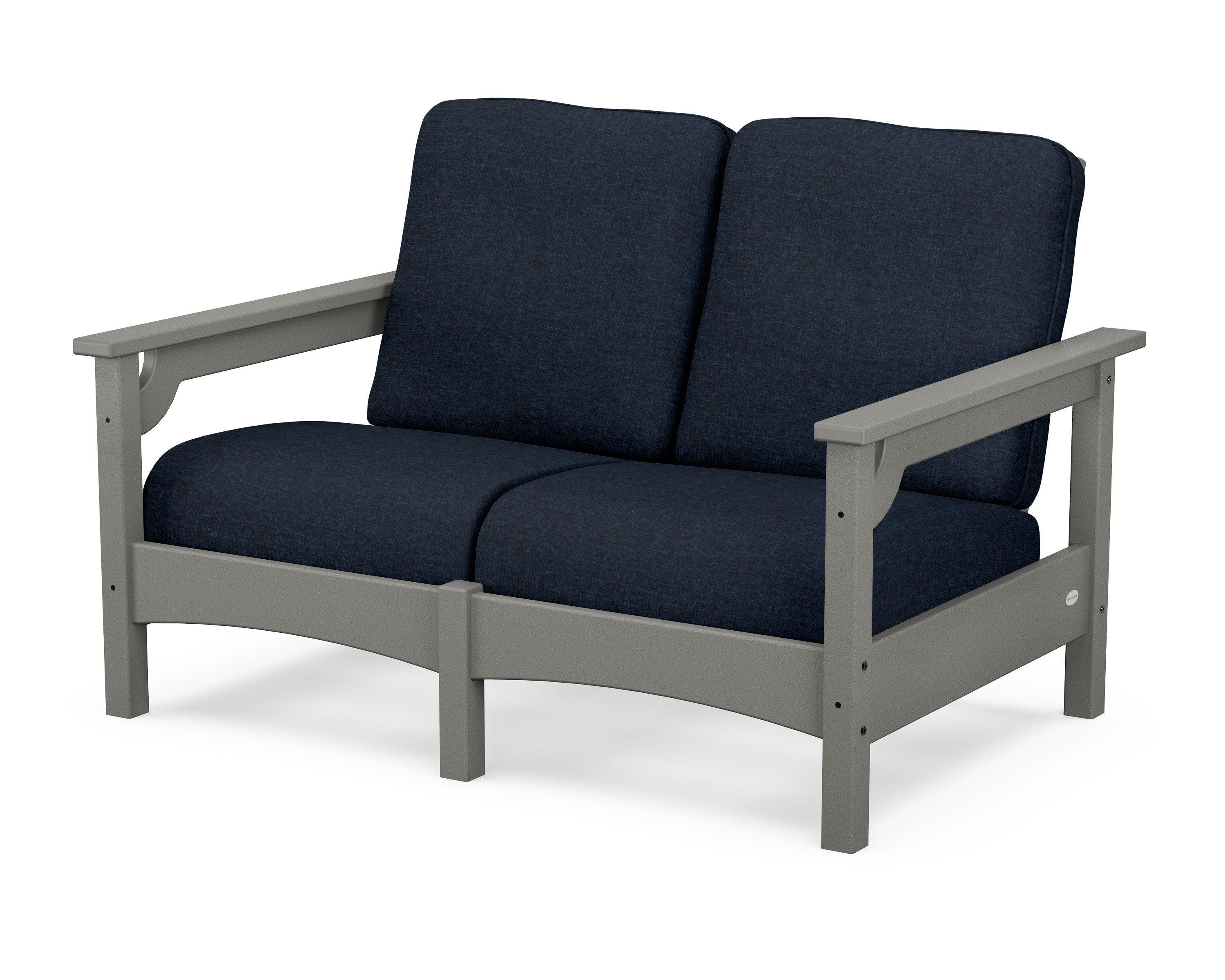 POLYWOOD® Club Loveseat in Slate Grey / Marine Indigo