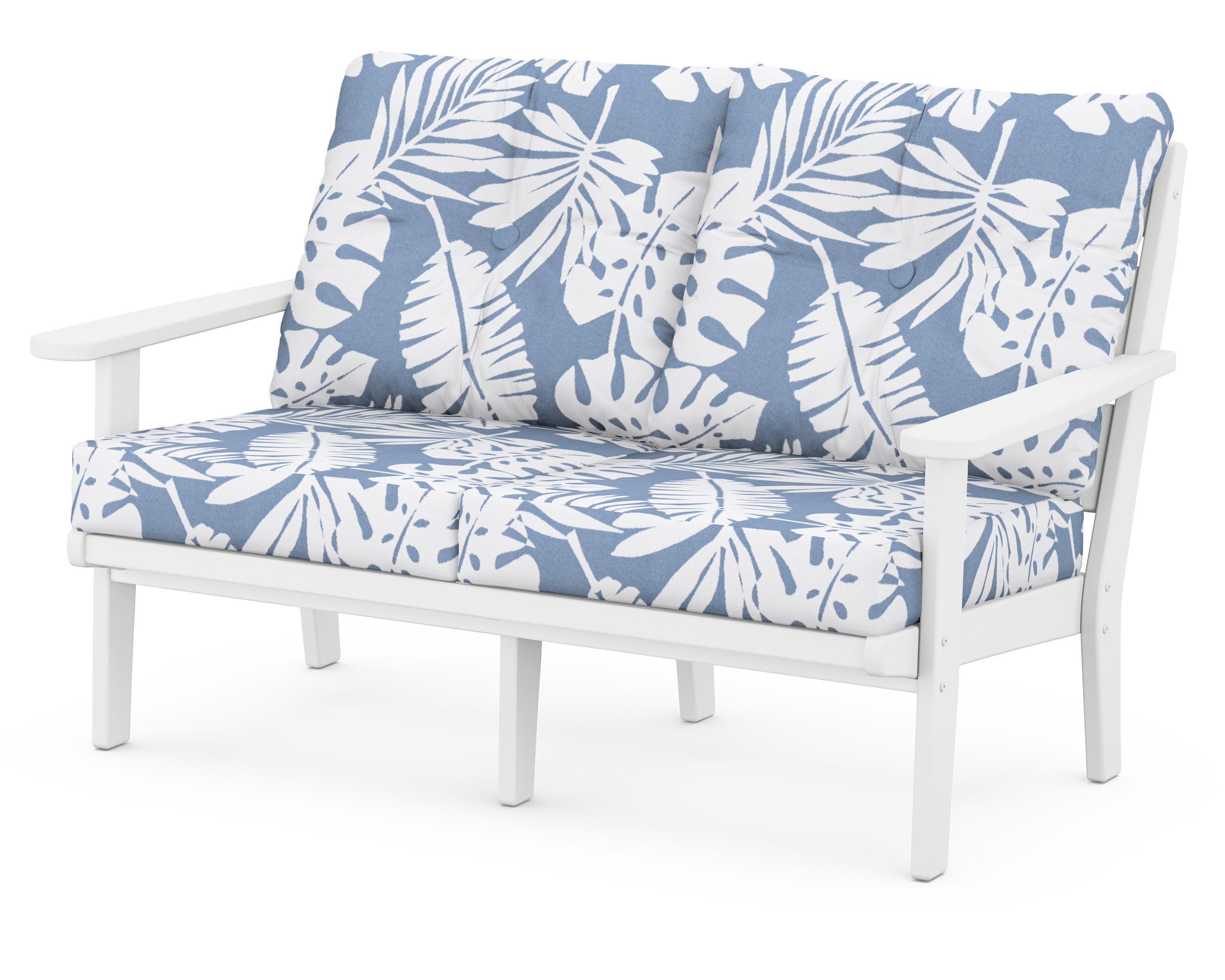 POLYWOOD® Lakeside Deep Seating Loveseat in White / Leaf Sky Blue