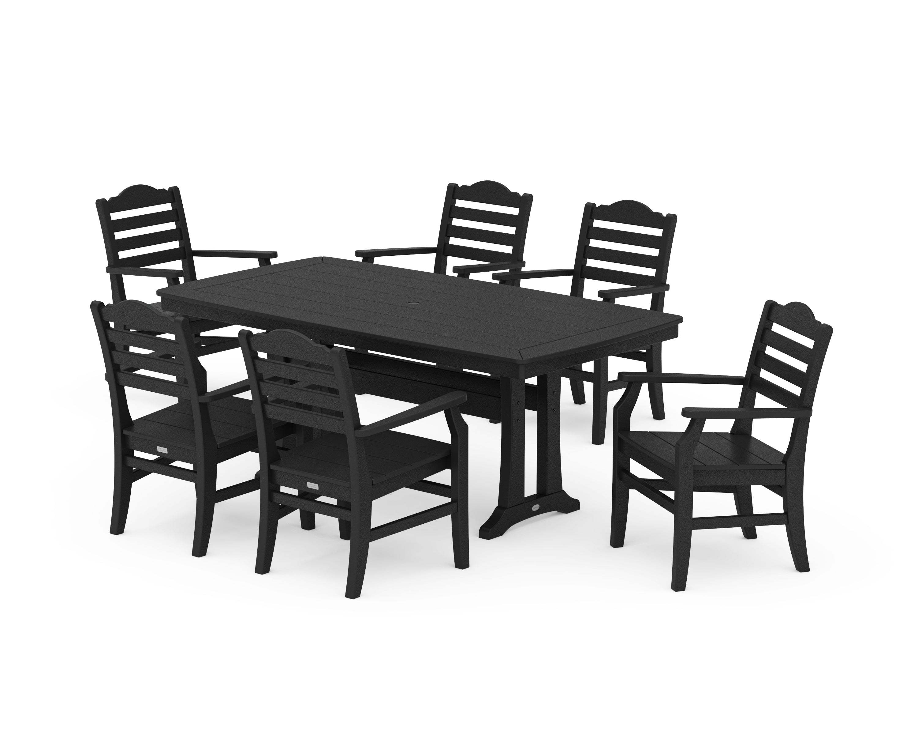 POLYWOOD® Savannah Arm Chair 7-Piece Dining Set with Trestle Legs in Black