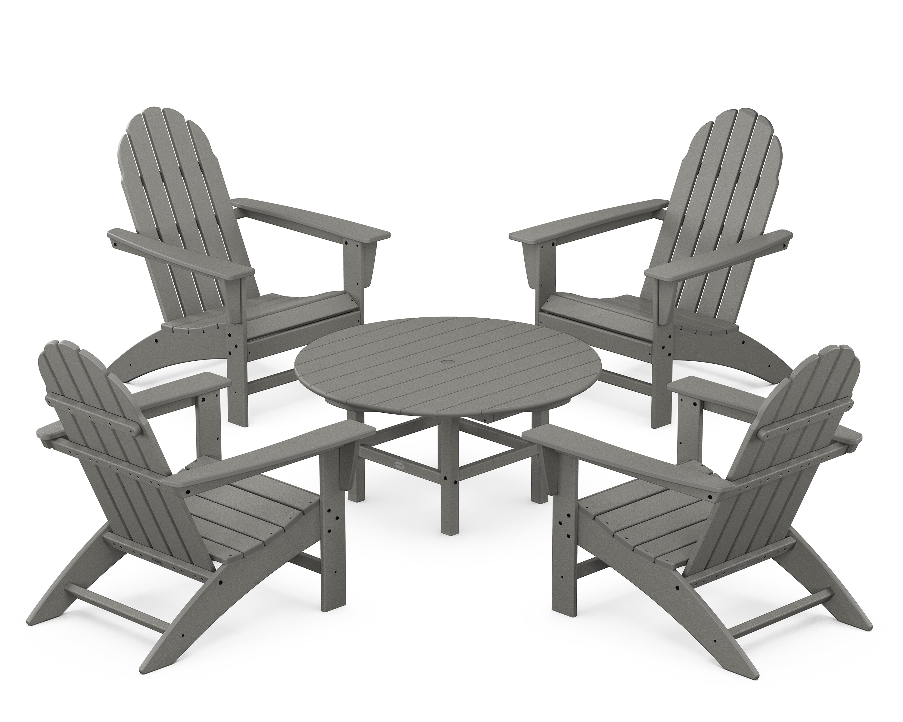POLYWOOD® Vineyard 5-Piece Adirondack Chair Conversation Set in Slate Grey