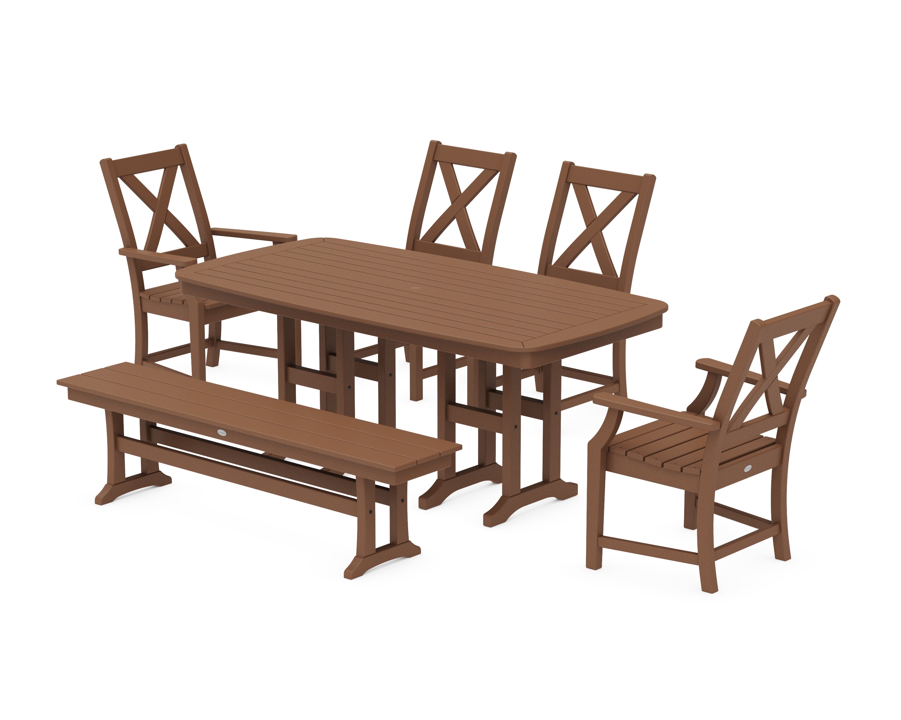 POLYWOOD® Braxton 6-Piece Dining Set with Bench in Teak