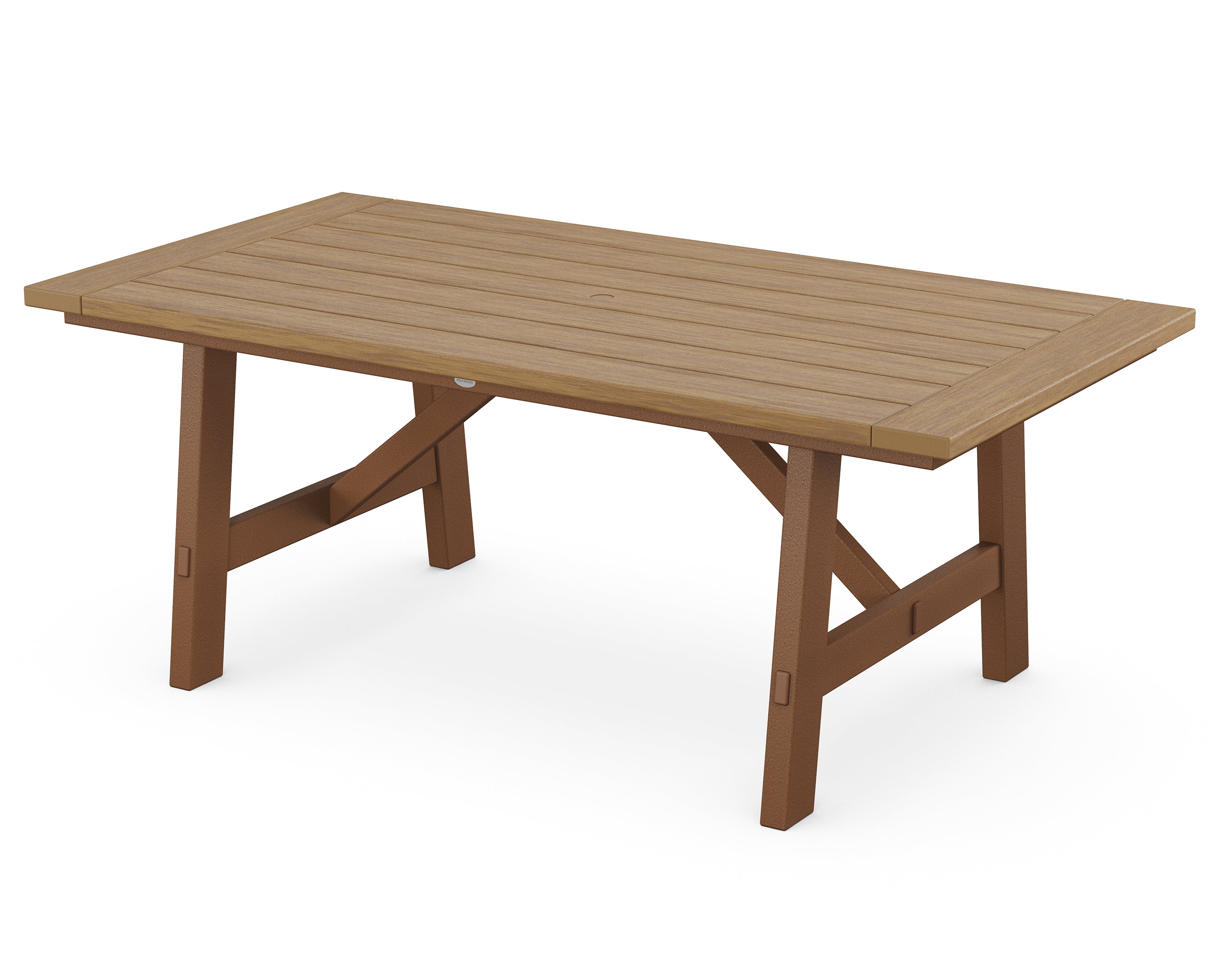 POLYWOOD® Rustic Farmhouse 39" x 75" Dining Table in Teak / Natural