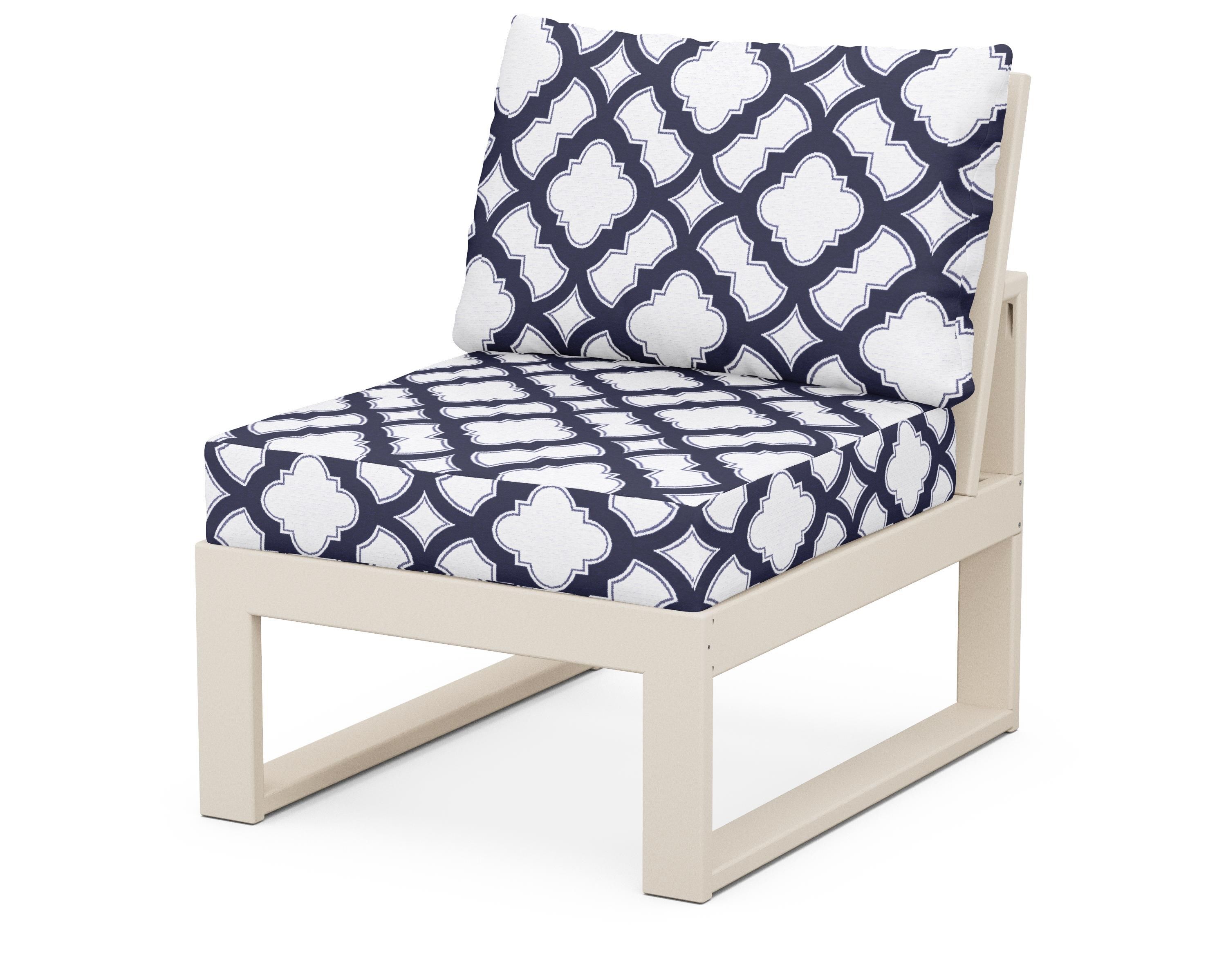 Unbranded Modular Armless Chair in Sand / Trellis Navy
