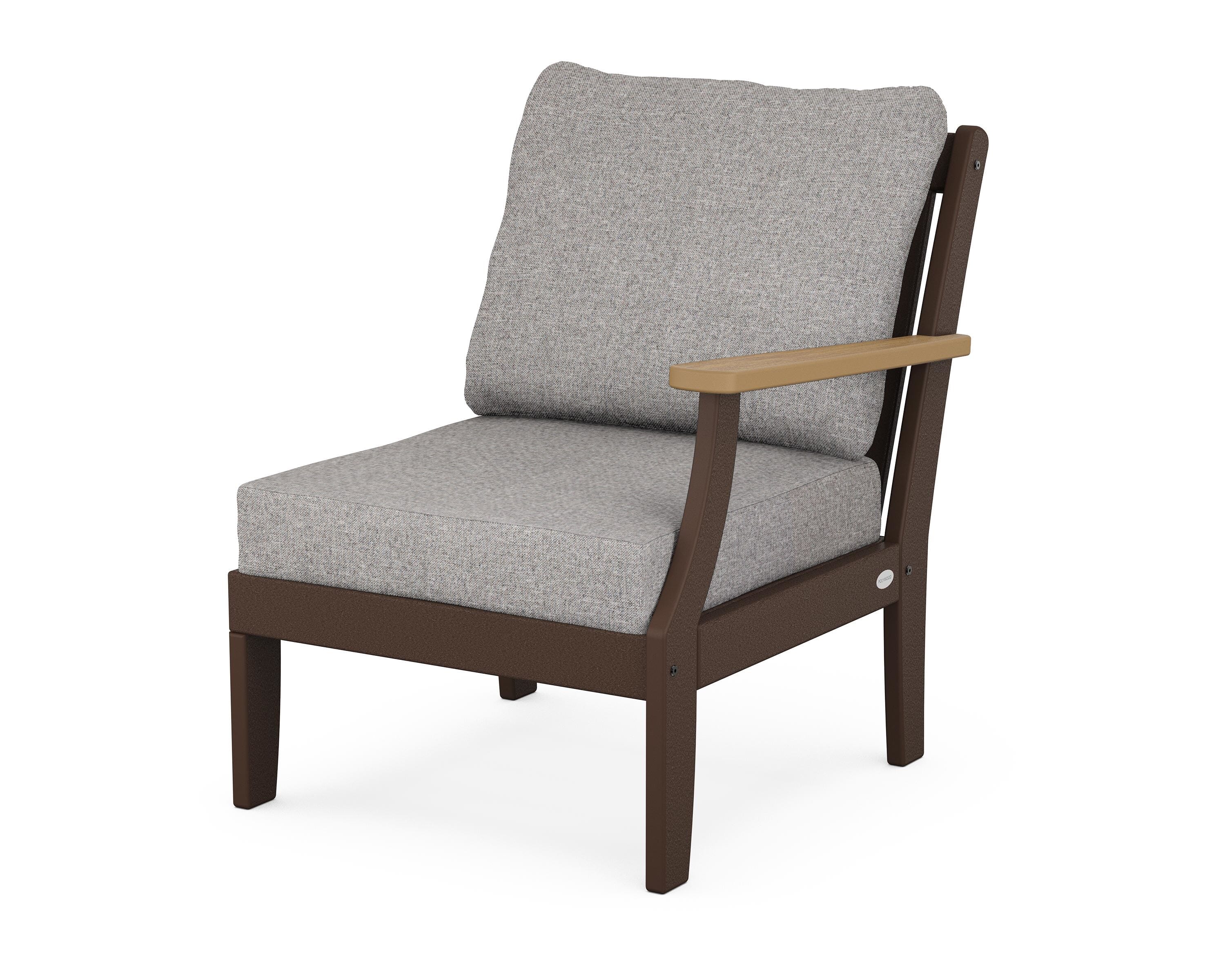 POLYWOOD® Braxton Modular Right Arm Chair in Mahogany / Natural / Grey Mist