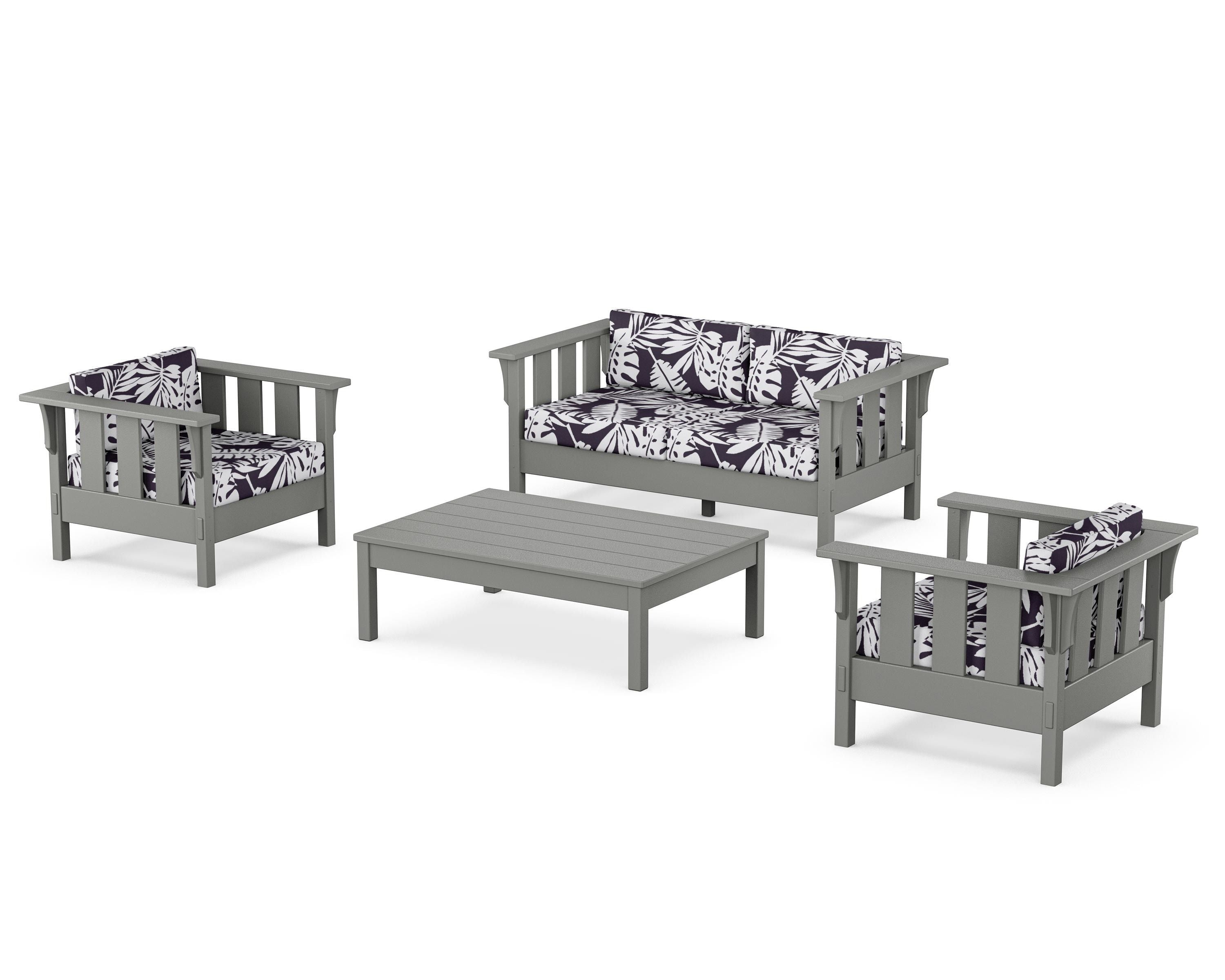 Martha Stewart by POLYWOOD® Acadia 4-Piece Deep Seating Set with Loveseat in Slate Grey / Leaf Navy