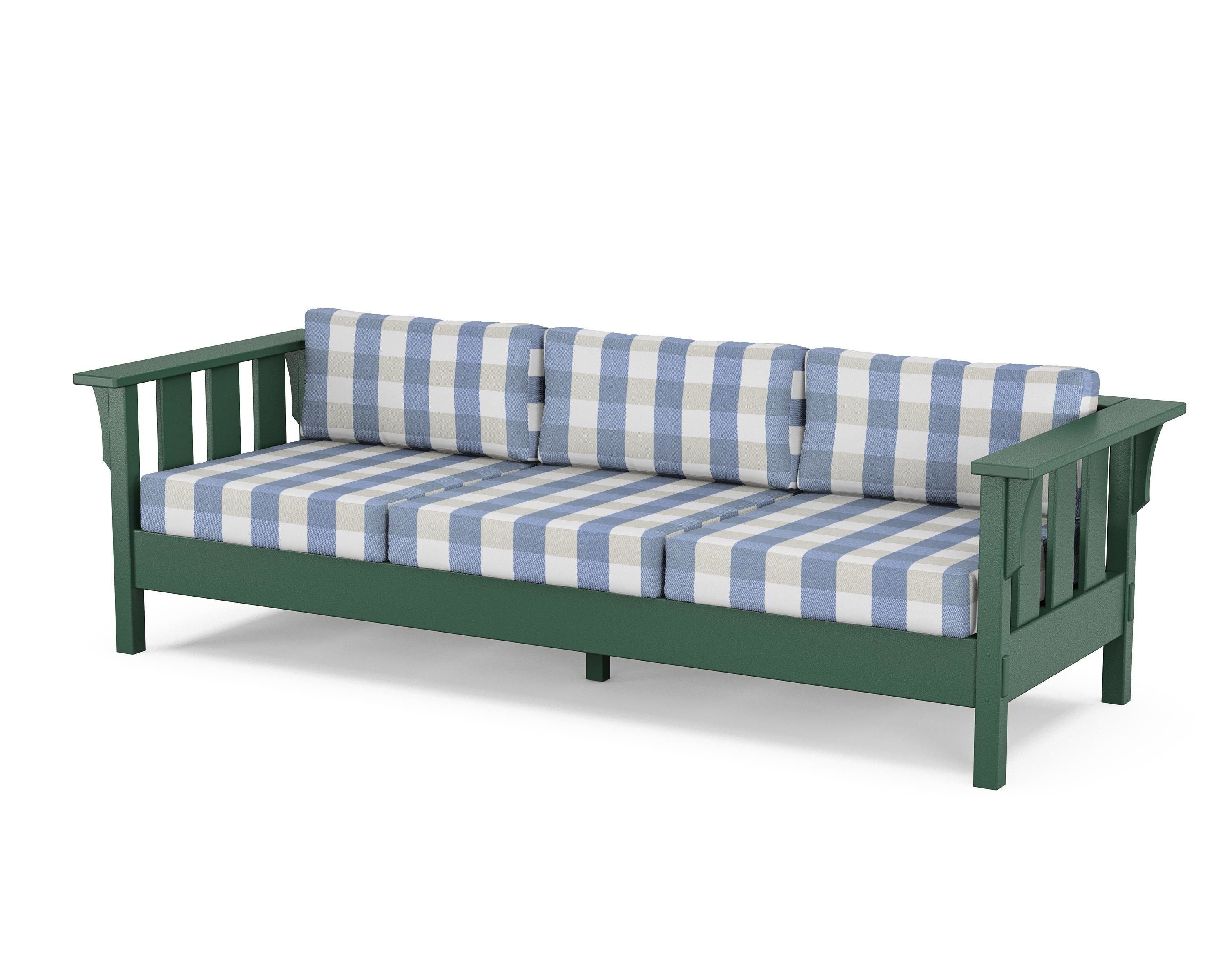 Martha Stewart by POLYWOOD® Acadia Deep Seating Sofa in Green / Buffalo Plaid Sky Blue