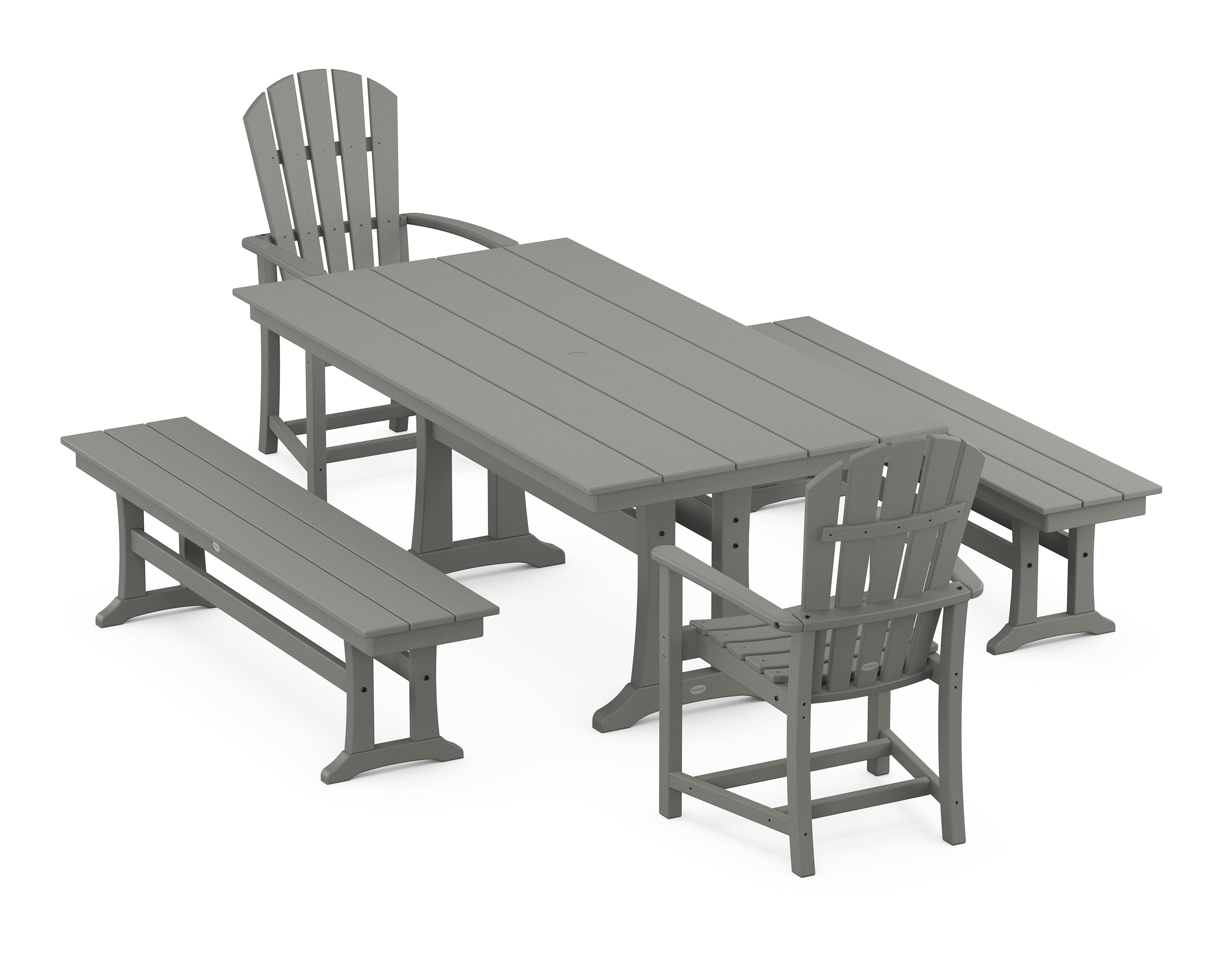 POLYWOOD® Palm Coast 5-Piece Farmhouse Dining Set With Trestle Legs in Slate Grey