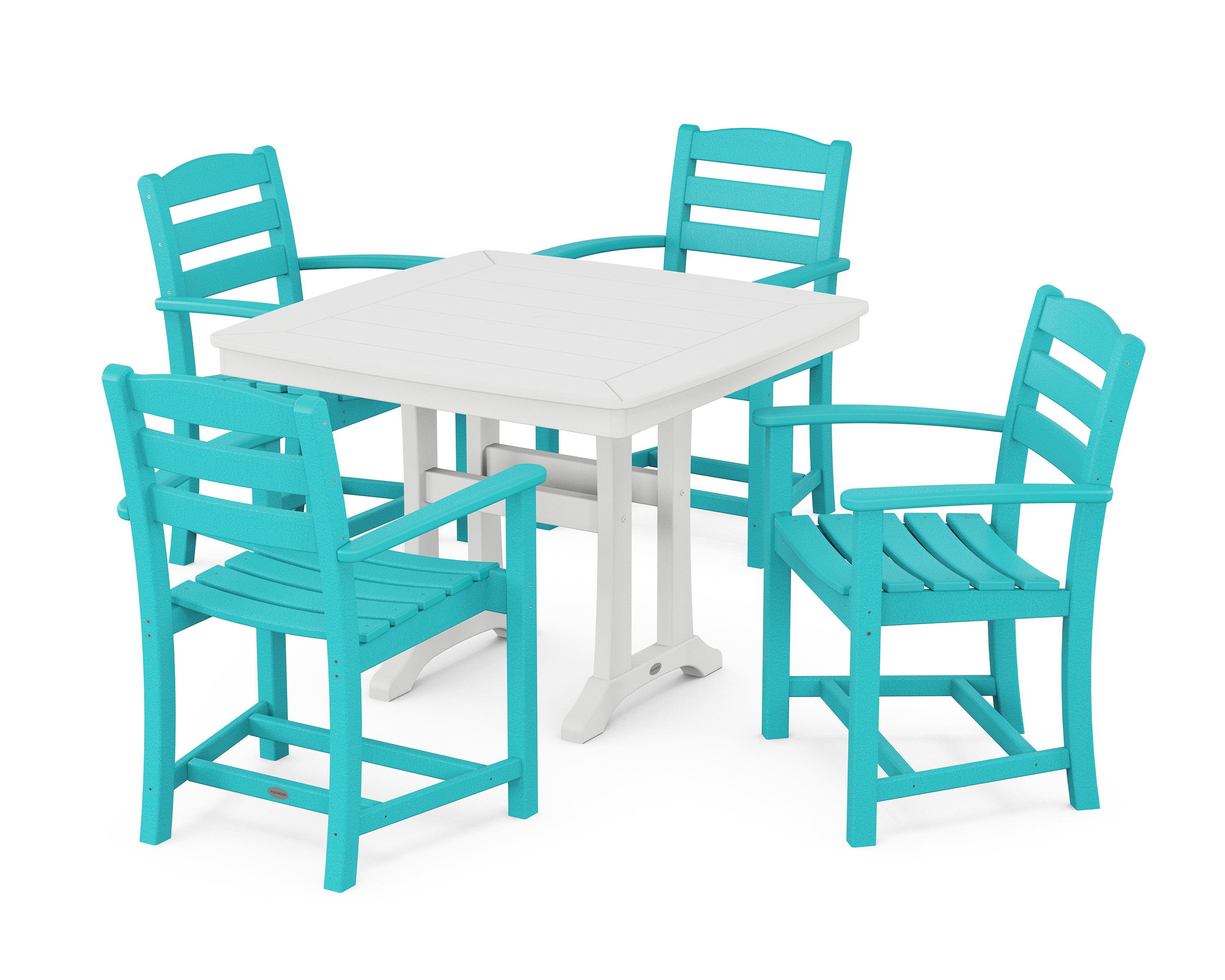 POLYWOOD® La Casa Café 5-Piece Dining Set with Trestle Legs in Aruba / White