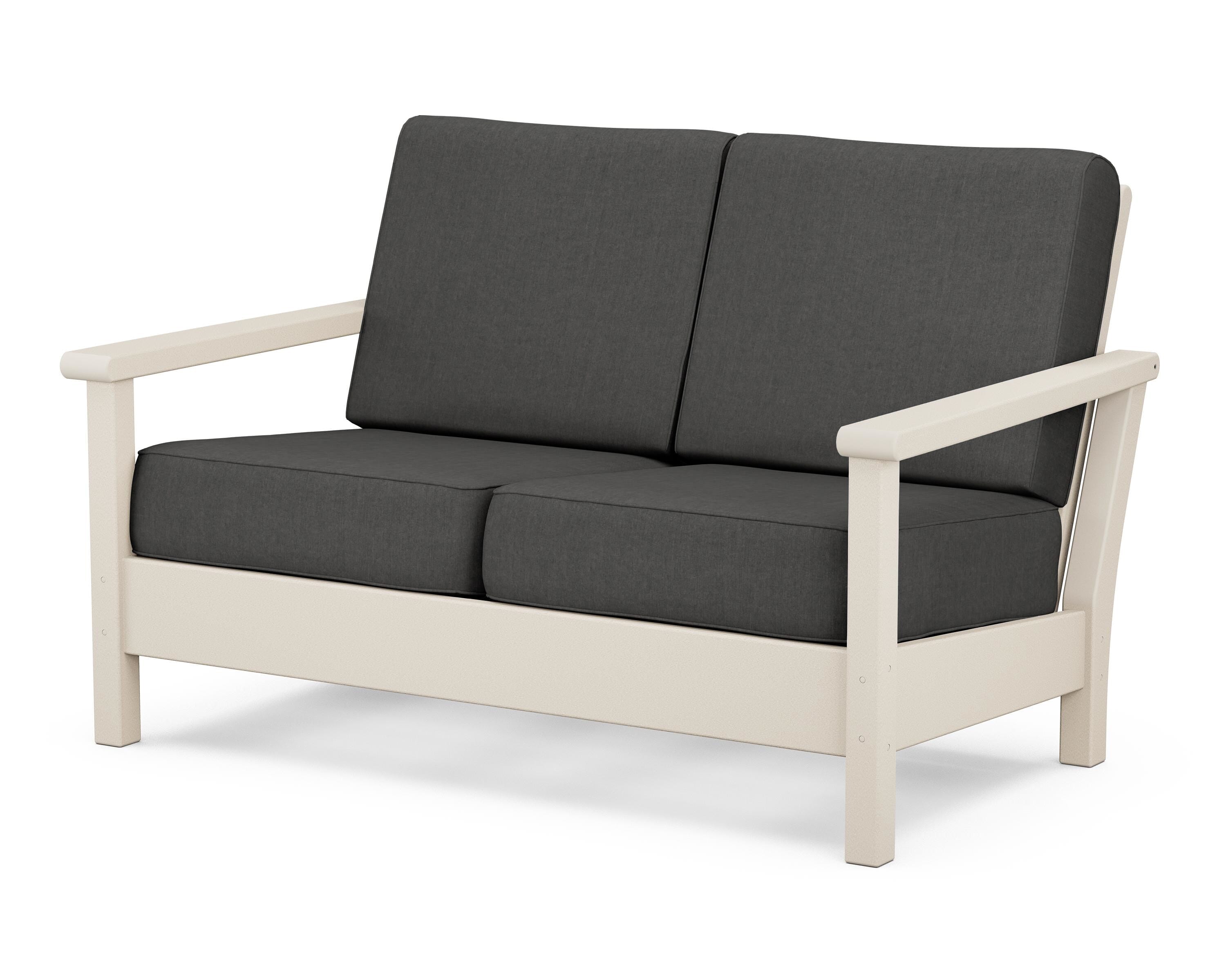 POLYWOOD® Harbour Deep Seating Loveseat in Sand / Spectrum Carbon