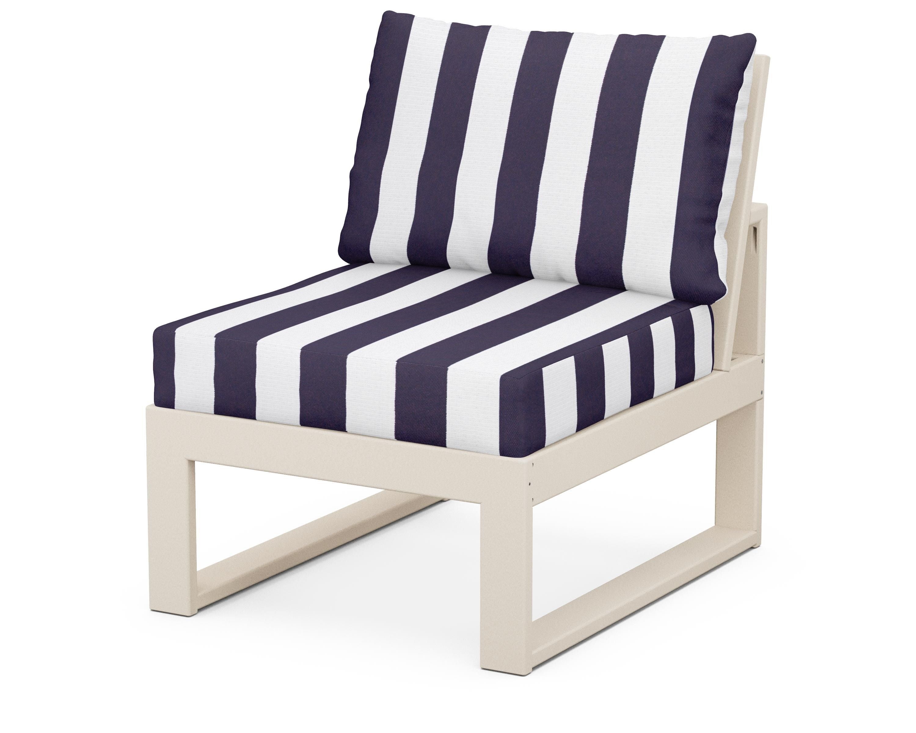 Unbranded Modular Armless Chair in Sand / Cabana Stripe Navy