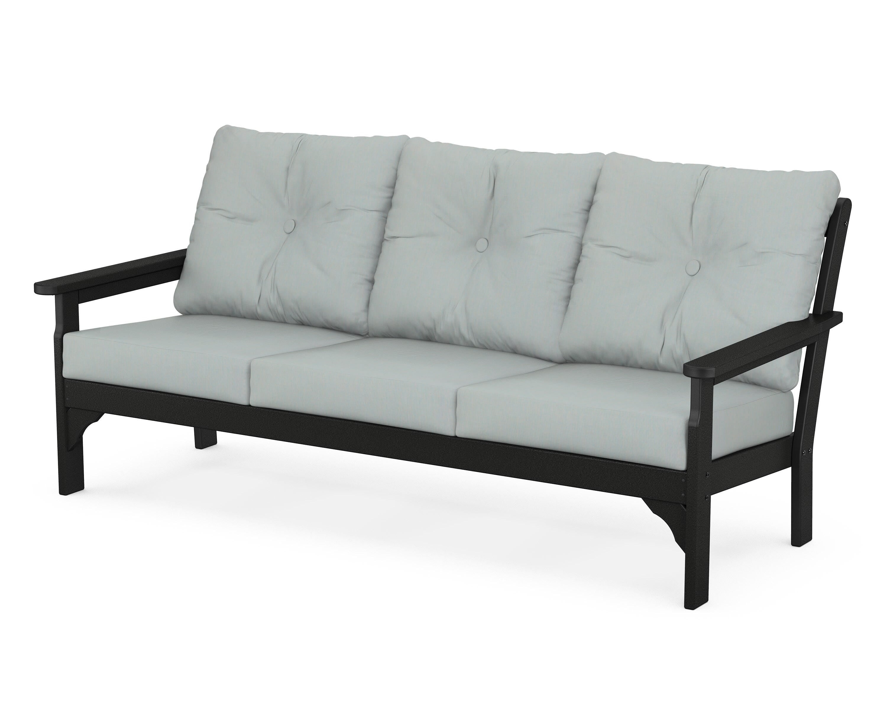 POLYWOOD® Vineyard Deep Seating Sofa in Black / Spa