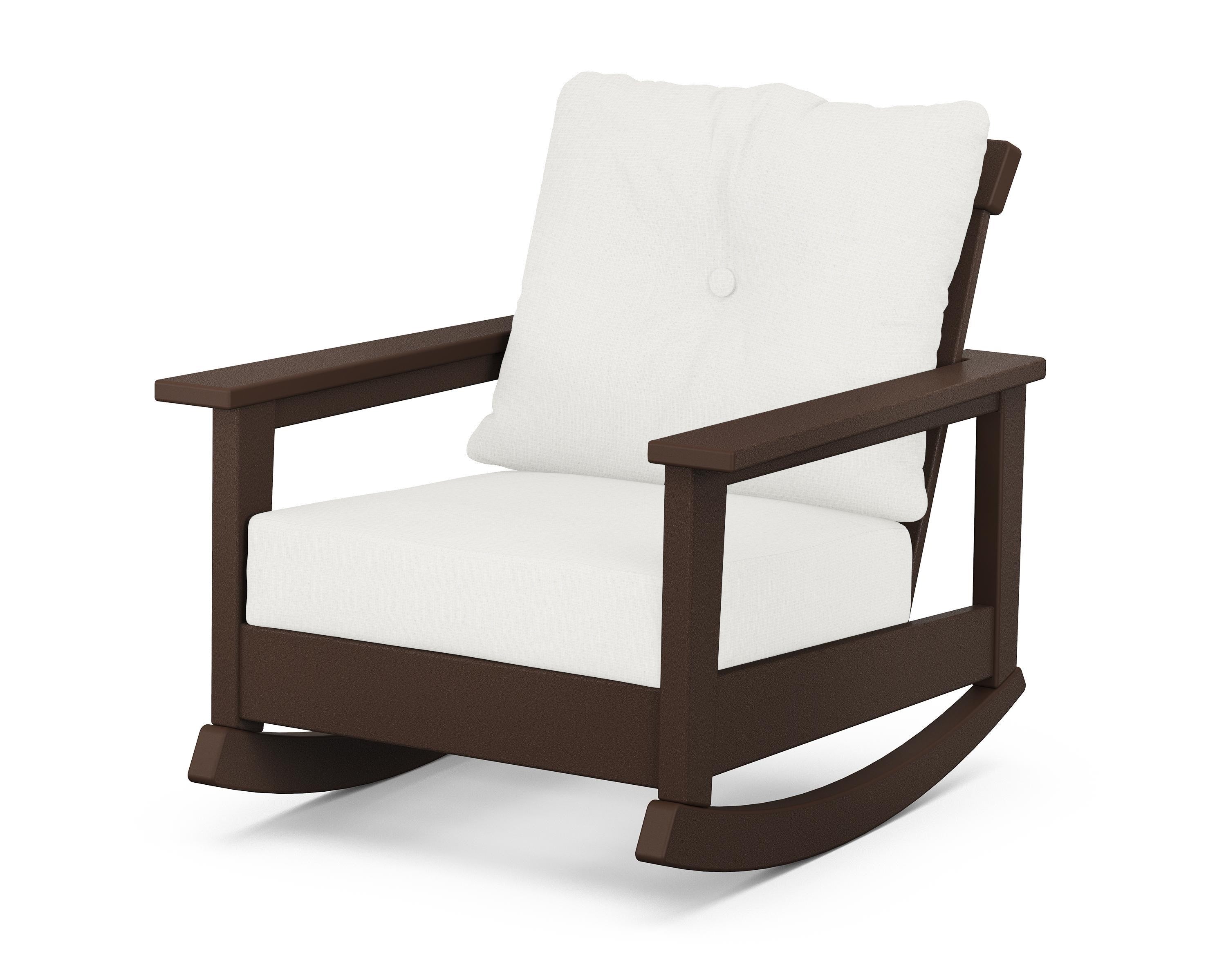 POLYWOOD® Prescott Deep Seating Rocking Chair in Mahogany / Natural Linen