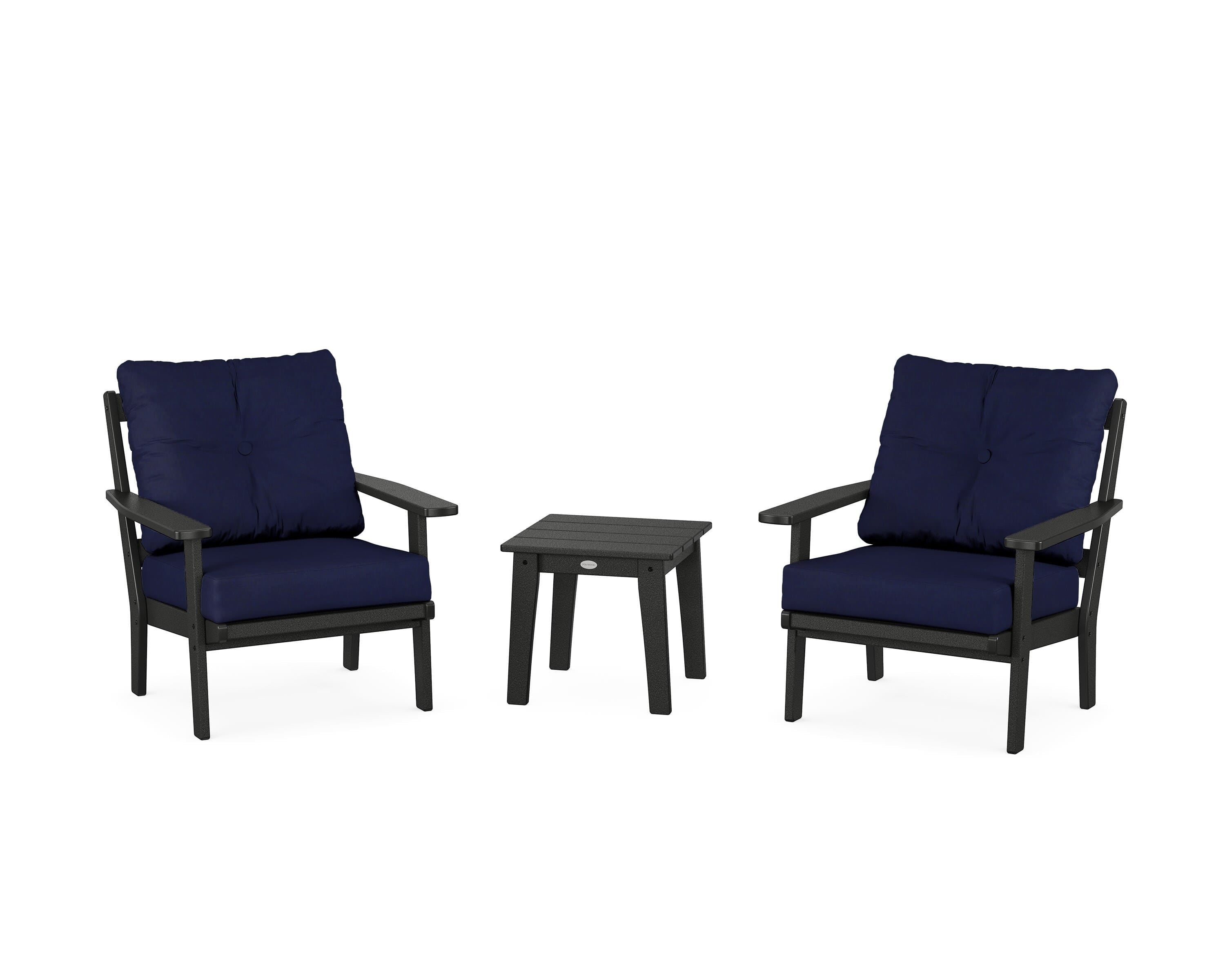 POLYWOOD® Prairie 3-Piece Deep Seating Set in Black / Navy