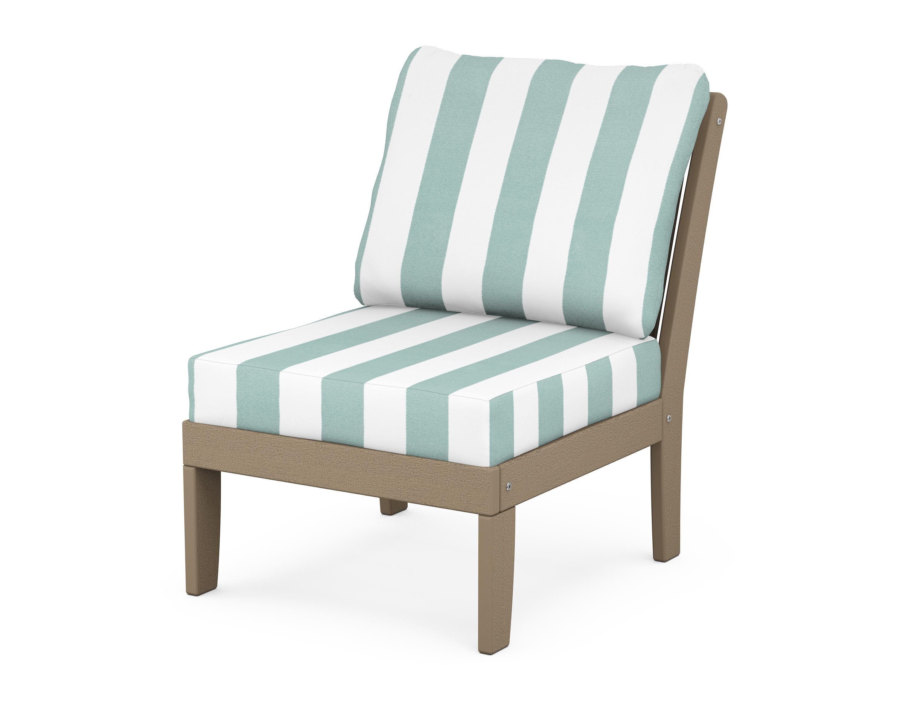 POLYWOOD® Braxton Modular Armless Chair in Vintage Sahara / Cabana Stripe Glacier Spa