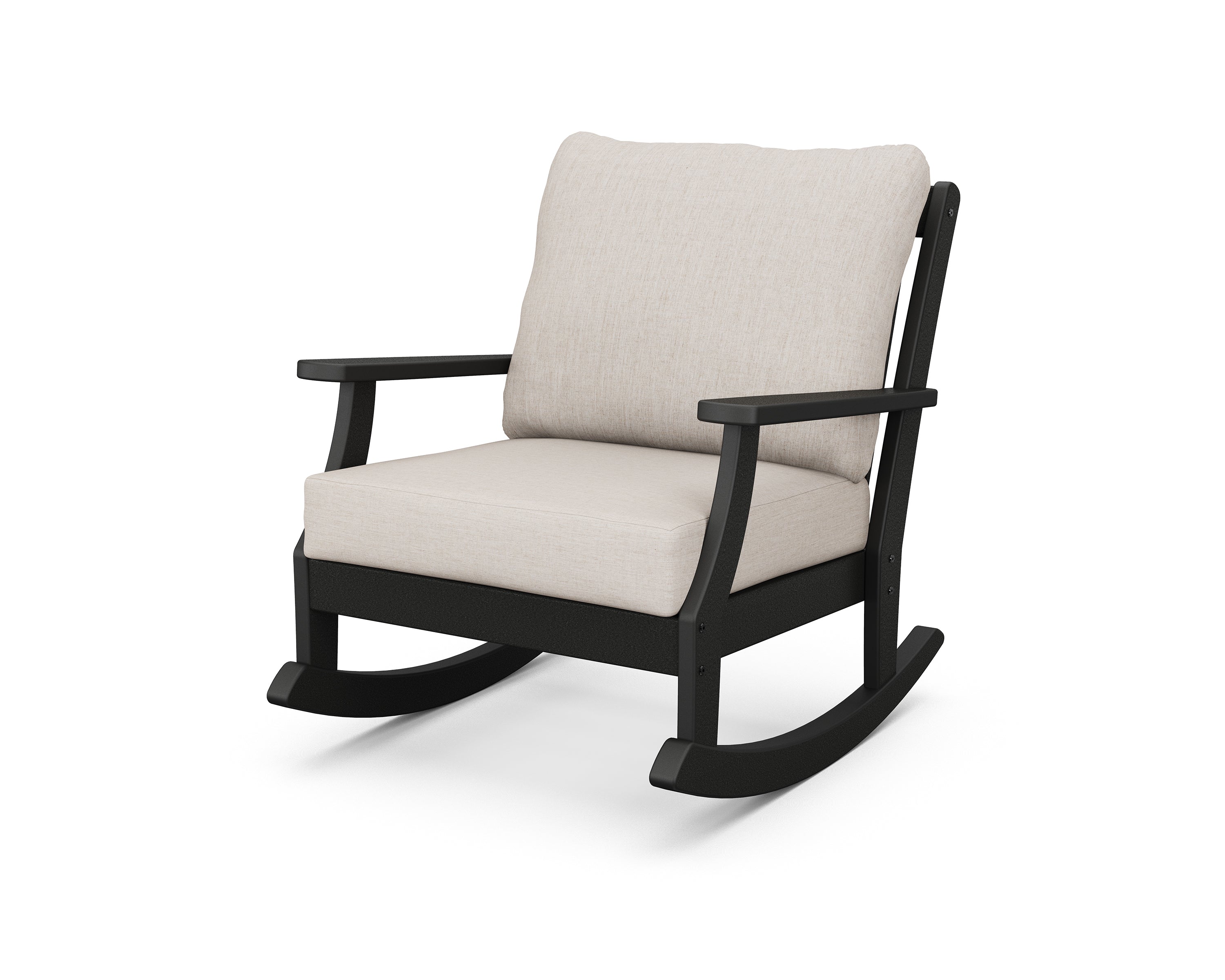 POLYWOOD® Braxton Deep Seating Rocking Chair in Black / Cast Ash