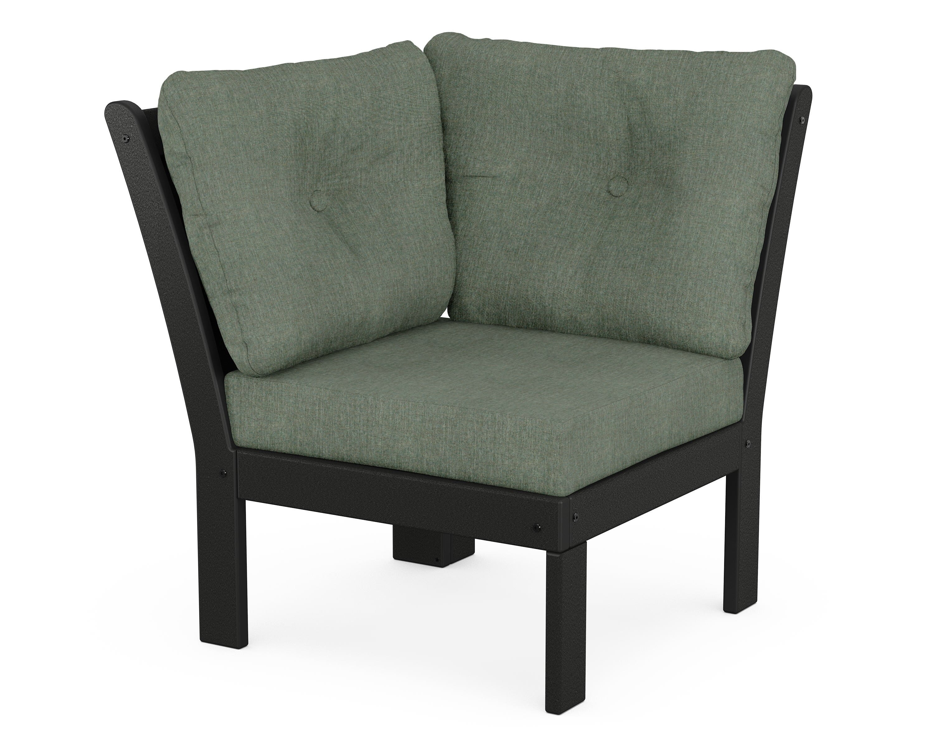 POLYWOOD® Vineyard Modular Corner Chair in Black / Cast Sage